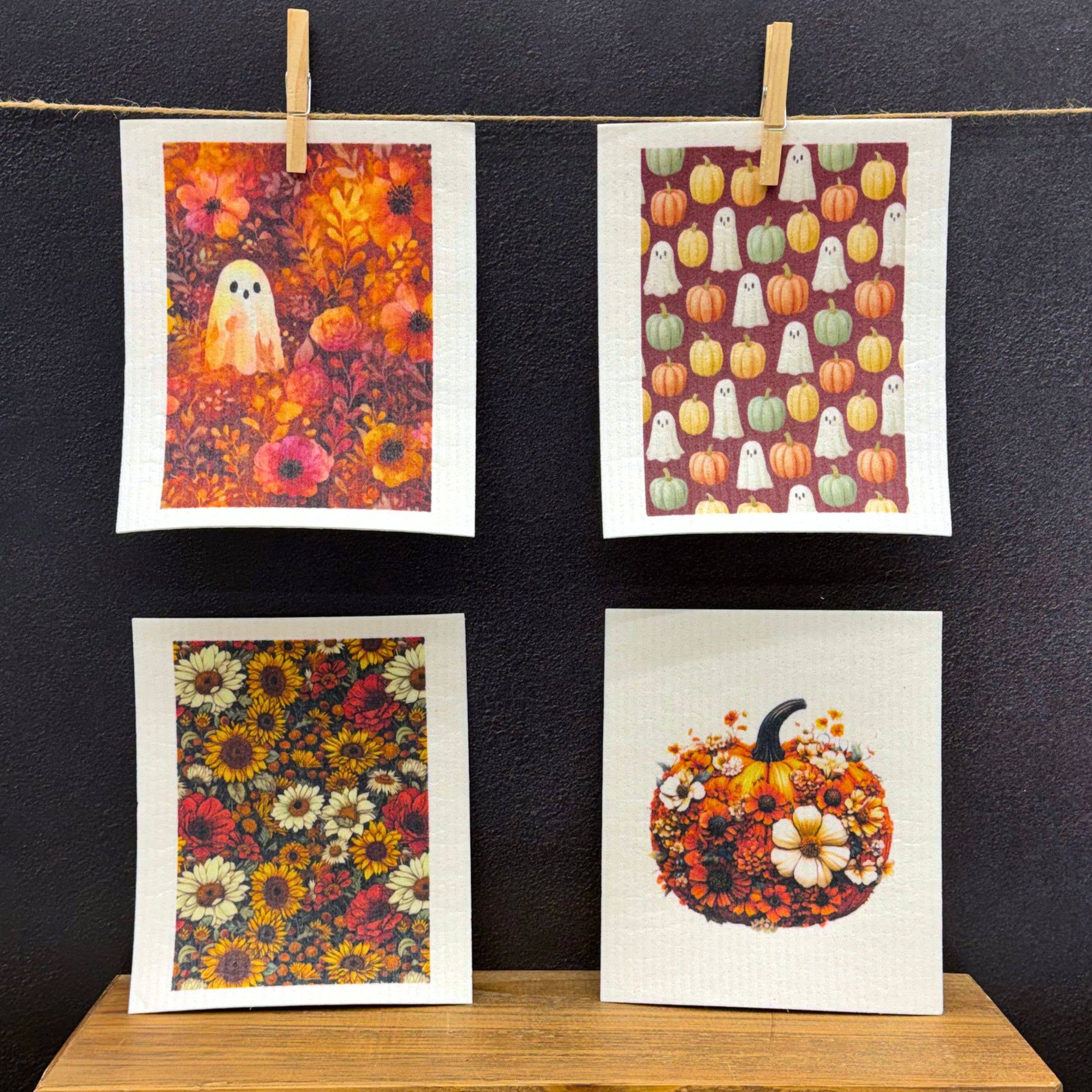 Fall Harvest Flower Garden Swedish Dishcloths Fall Kitchen