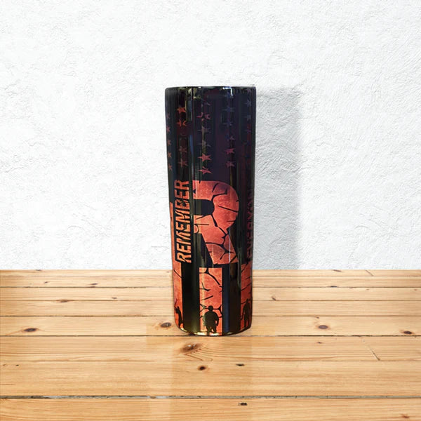 R.E.D. Remember Everyone Deloyed Military 20oz Skinny Tumbler