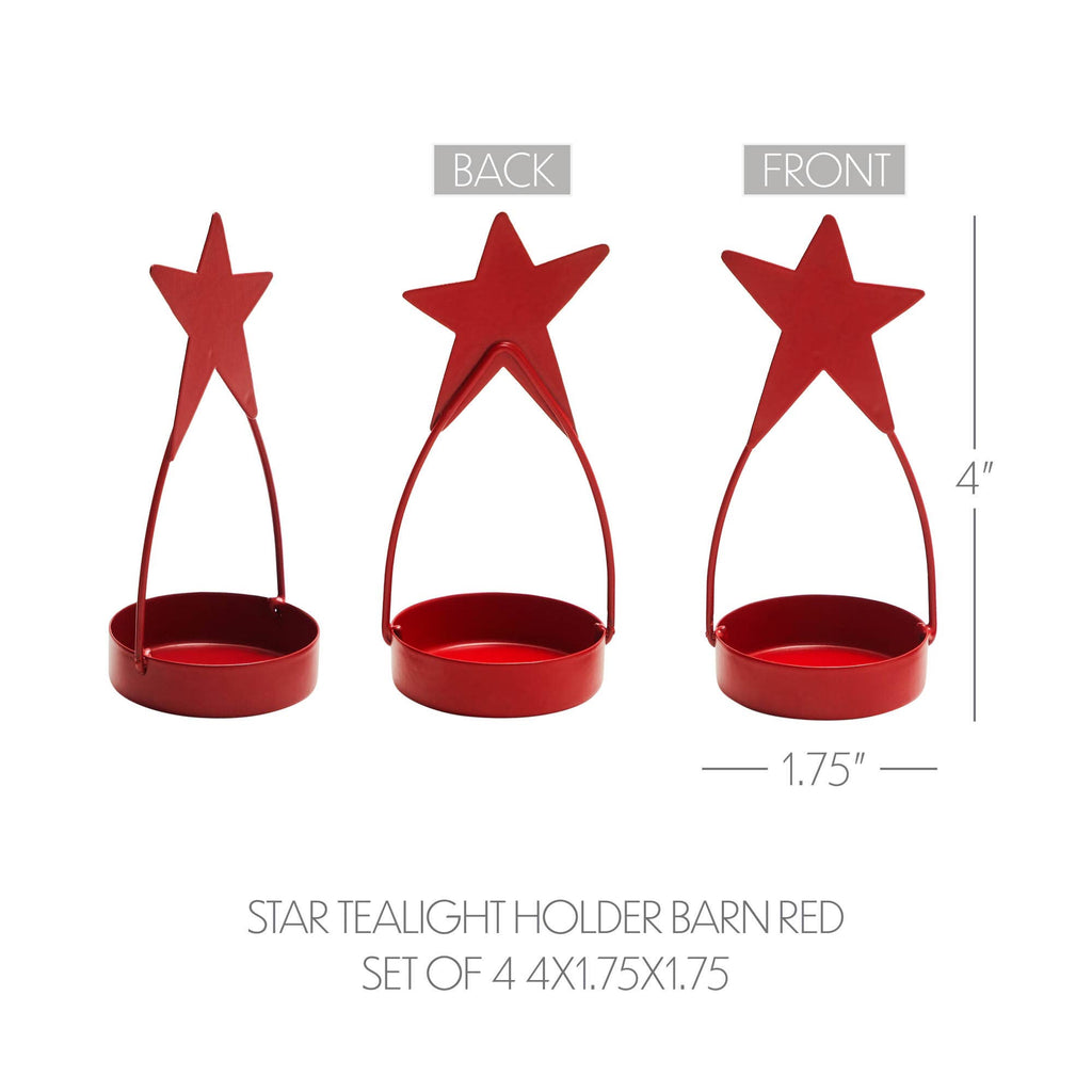 Star Tealight Holder Barn Red 4x1.75x1.75
