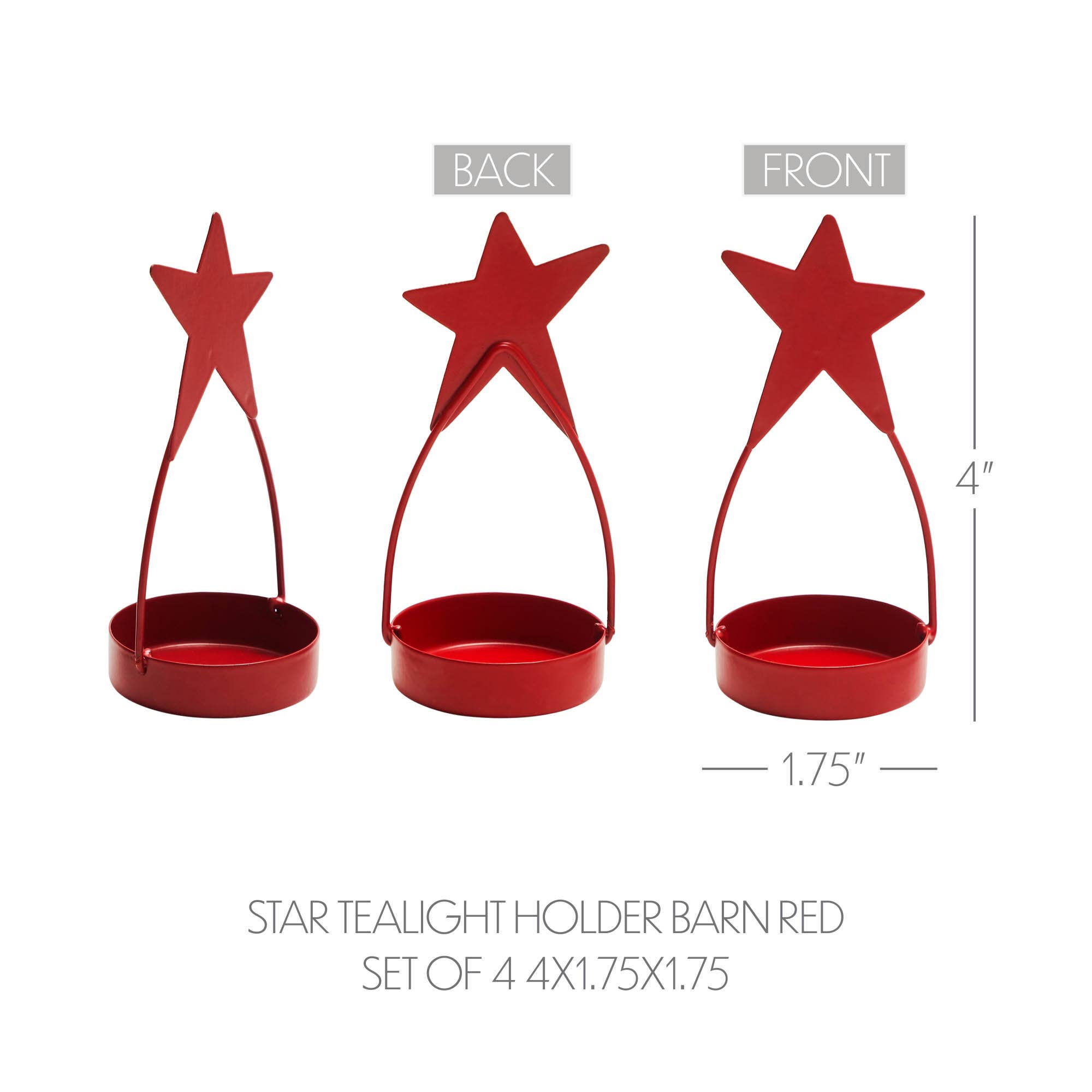 Star Tealight Holder Barn Red 4x1.75x1.75