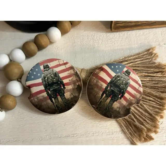 American Soldier Ceramic Car Coaster