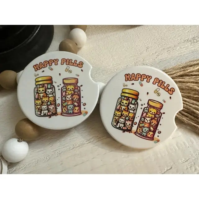 Happy Pills Variety Ceramic Car Coaster
