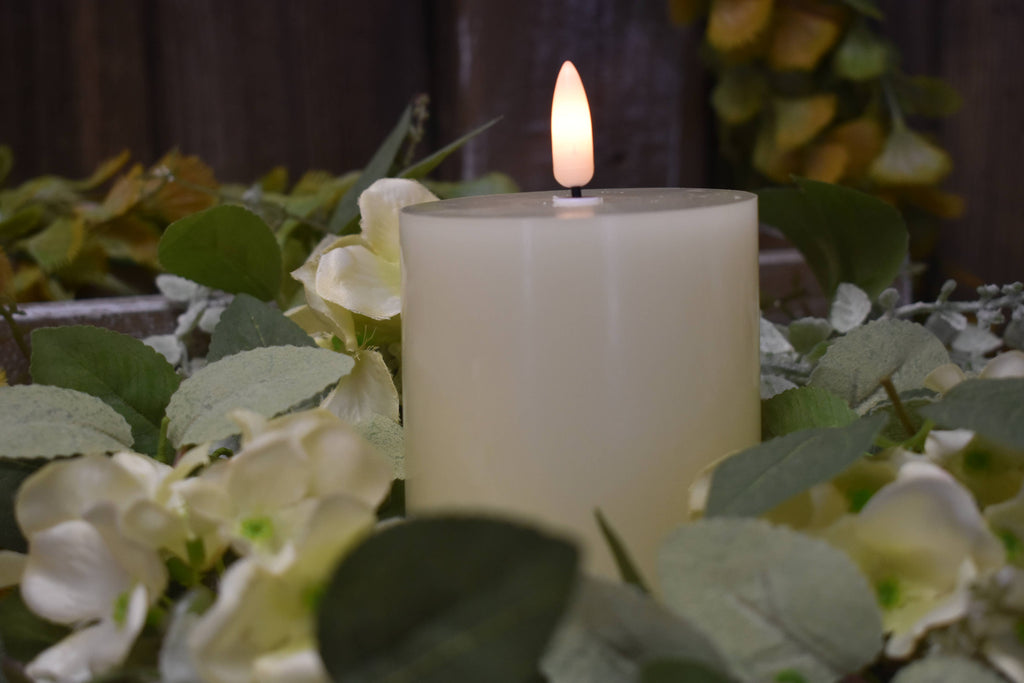 Cream Timered Realistic Flame LED Candle 3x5in C Batts