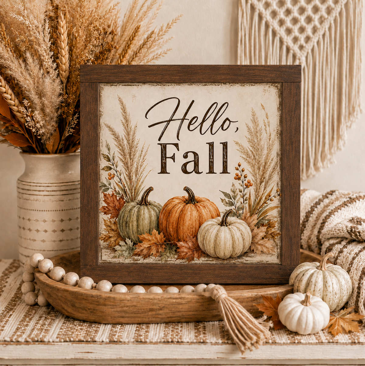 Hello Fall Rustic Fall Farmhouse Sign