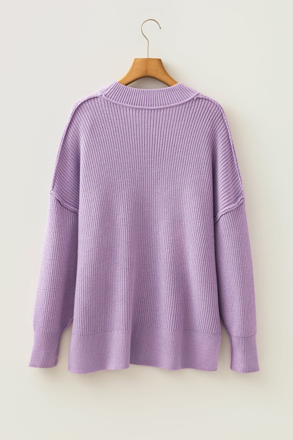 Chestnut Long Sleeve Ribbed Knit Stand Neck Regular Fit Sweater