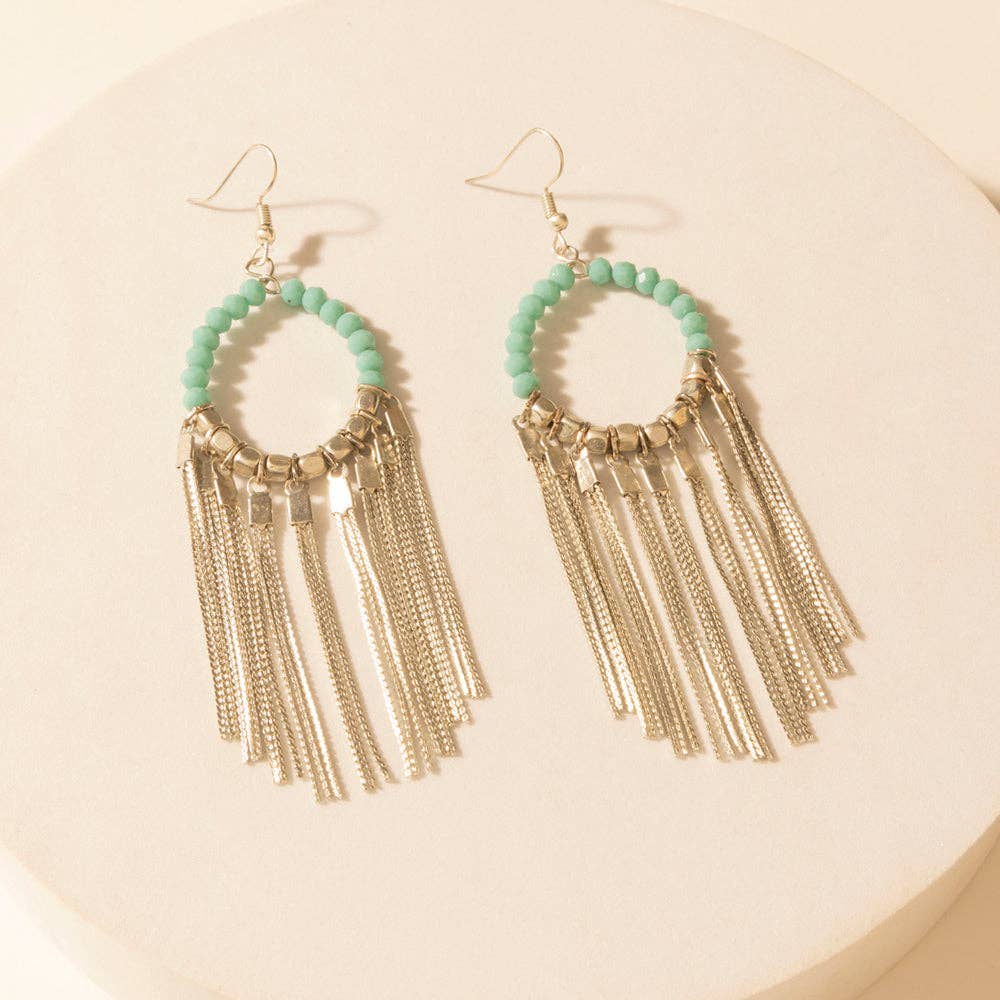 Desert River Fringe Earrings in Mist Aqua Myra Bag