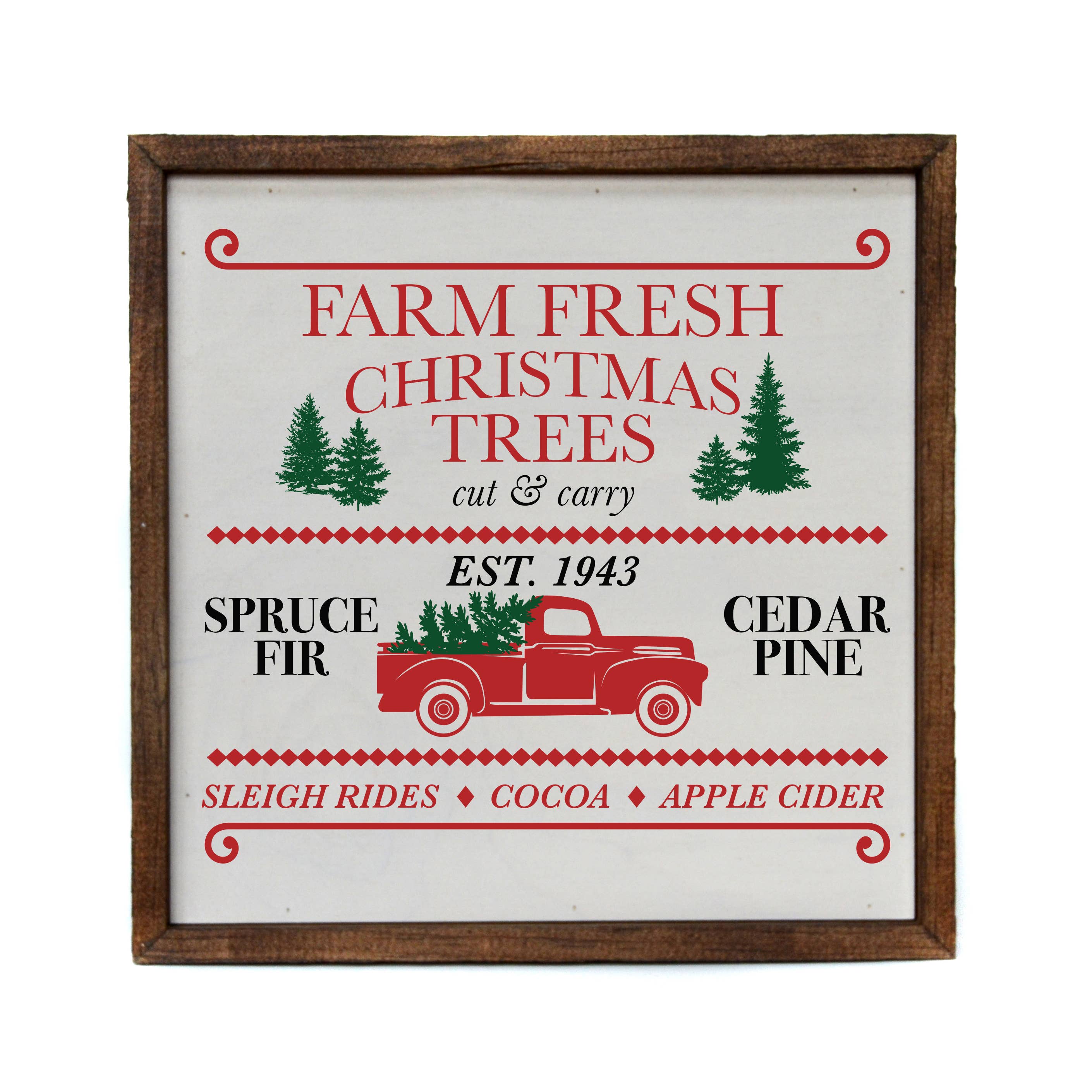 Farm Fresh Christmas Trees & Truck Wood Sign