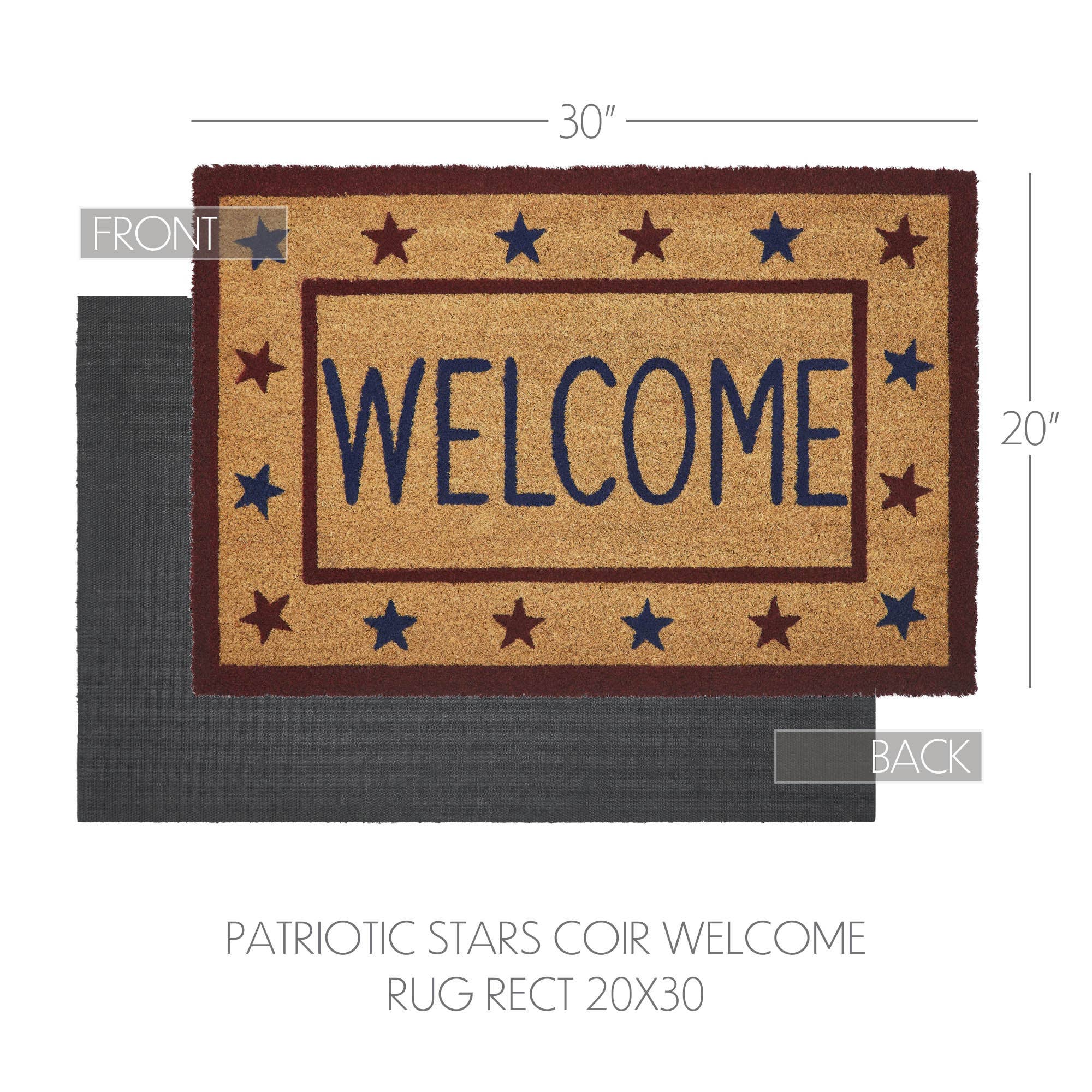 Patriotic Stars Welcome Coir Rug Rect 20x30