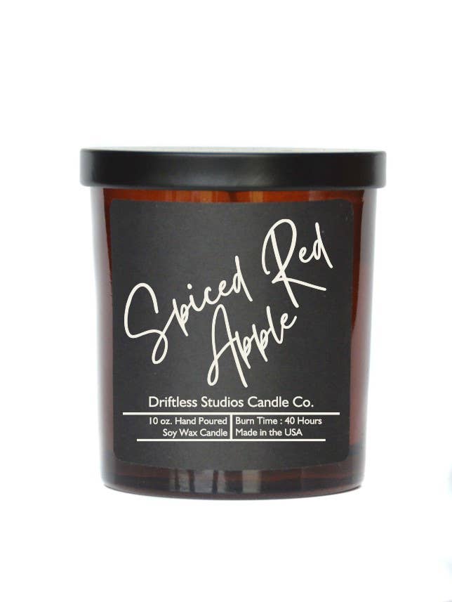 Spiced Red Apple Soy Candle -10oz Jar With Lid Black Label