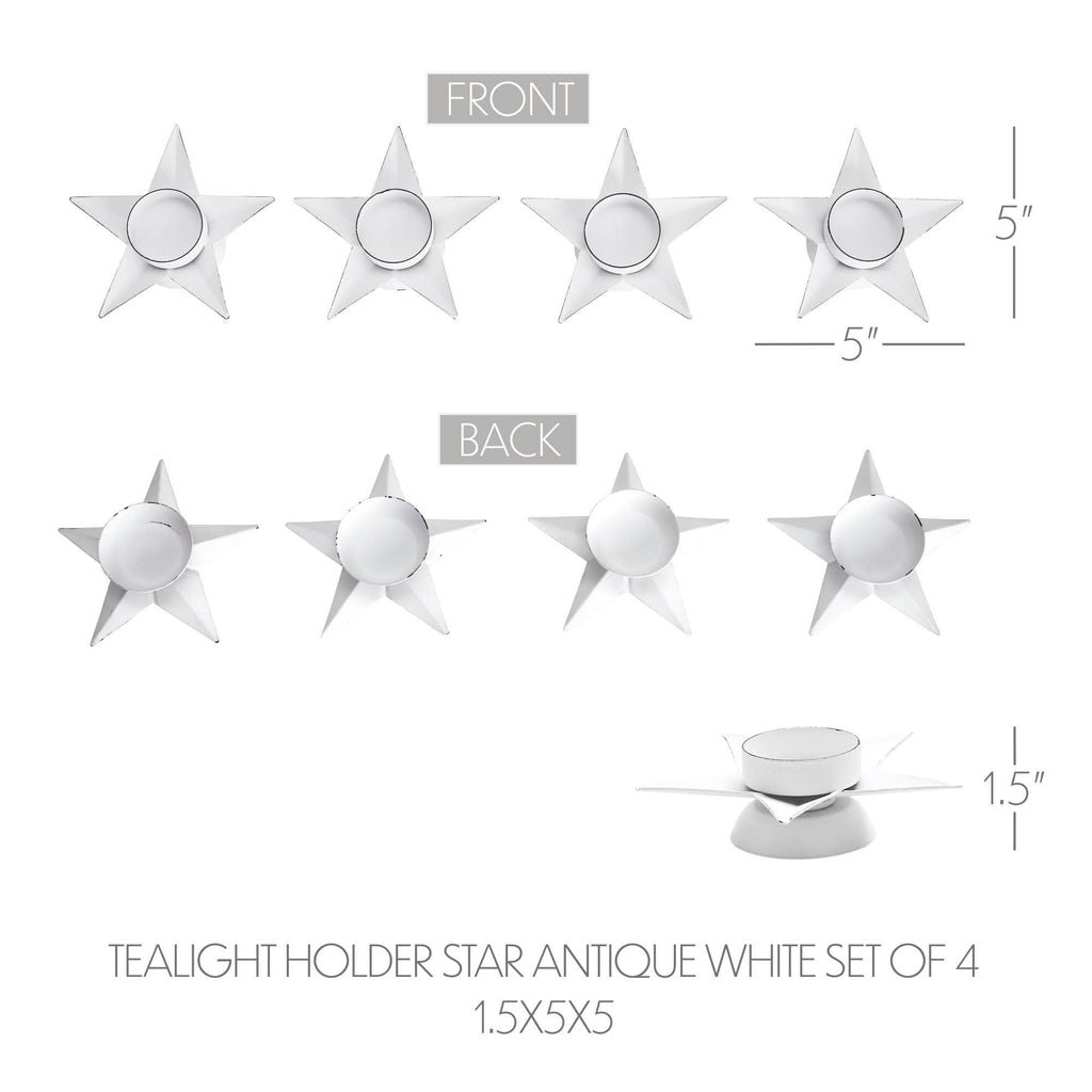 Tealight Holder Star Antique White 1.5x5x5
