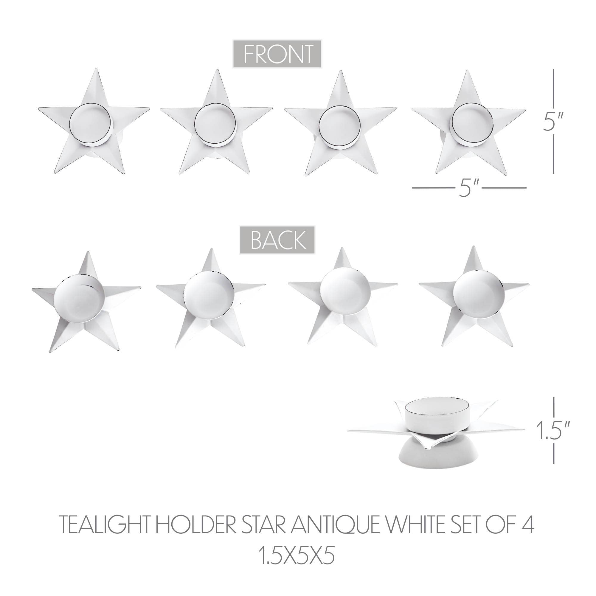 Tealight Holder Star Antique White 1.5x5x5