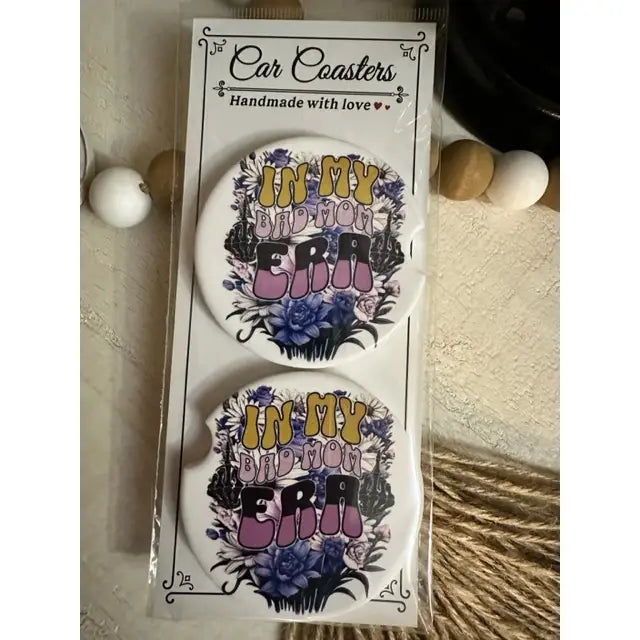 In My Bad Mom Era Ceramic Car Coaster