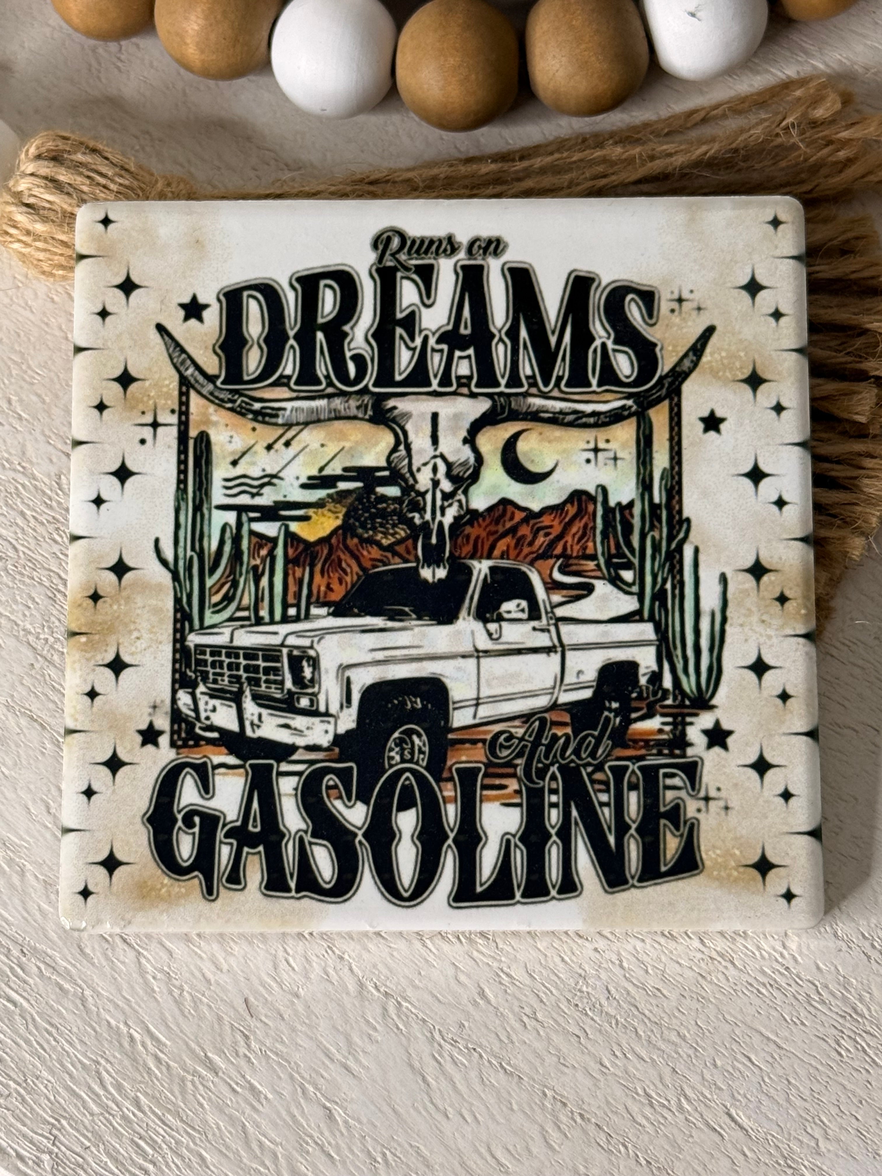 Runs on Dreams Ceramic Coaster