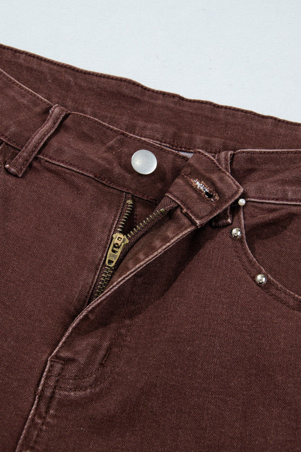 Dusk Blue Side Seam Rivet Detail Ankle Length Casual Jeans