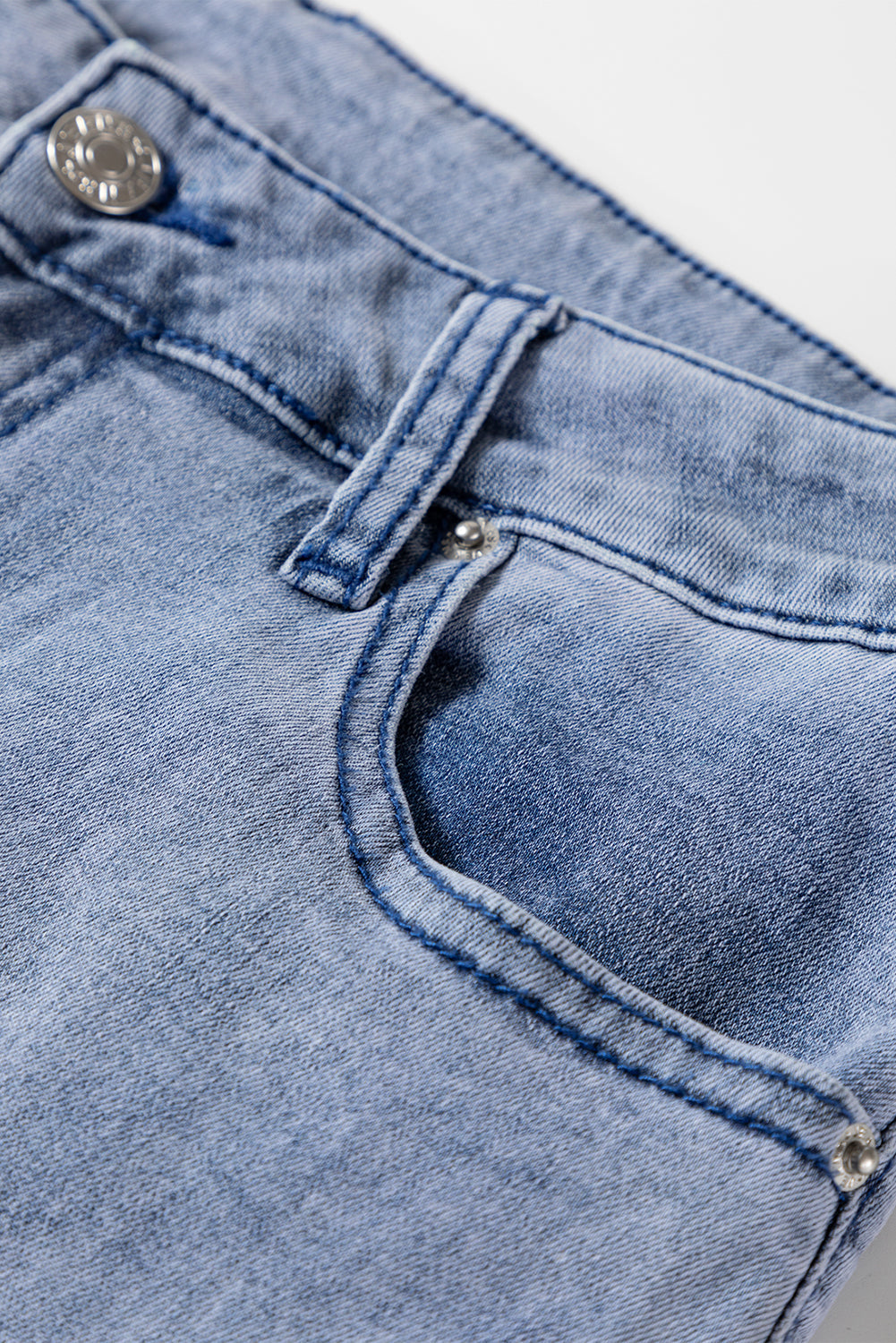 Dirty blue High Waist Button Zip Fly Bell Bottom Jeans
