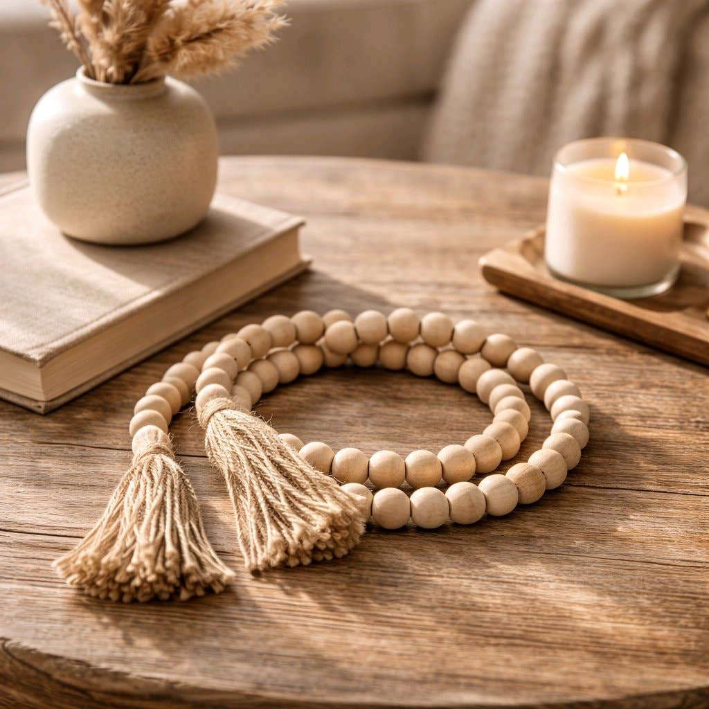 Natural Beaded Garland 60 in
