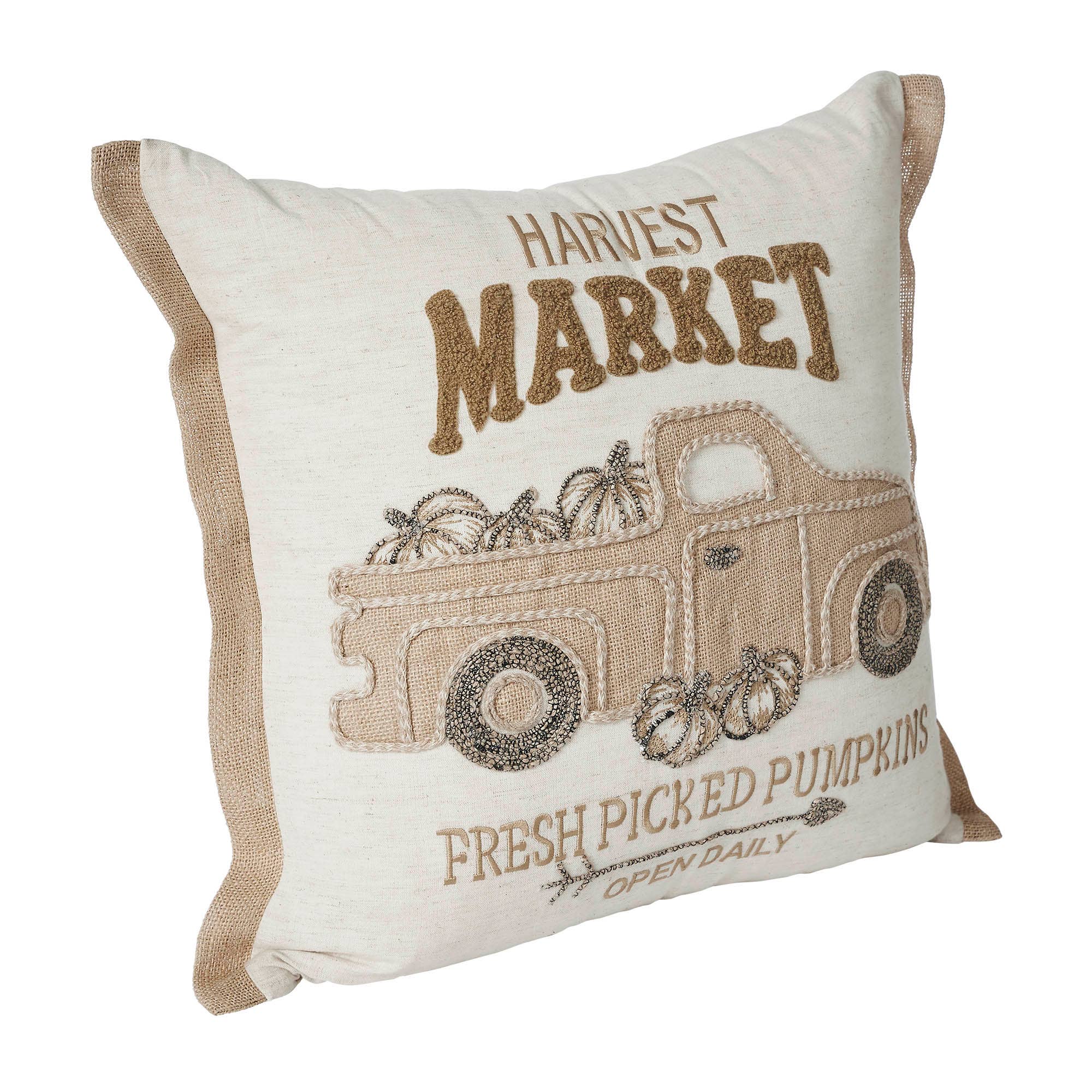 Autumn Fall Farmhouse Pumpkin Truck Decorative Throw Pillow 18x18 Home Accent