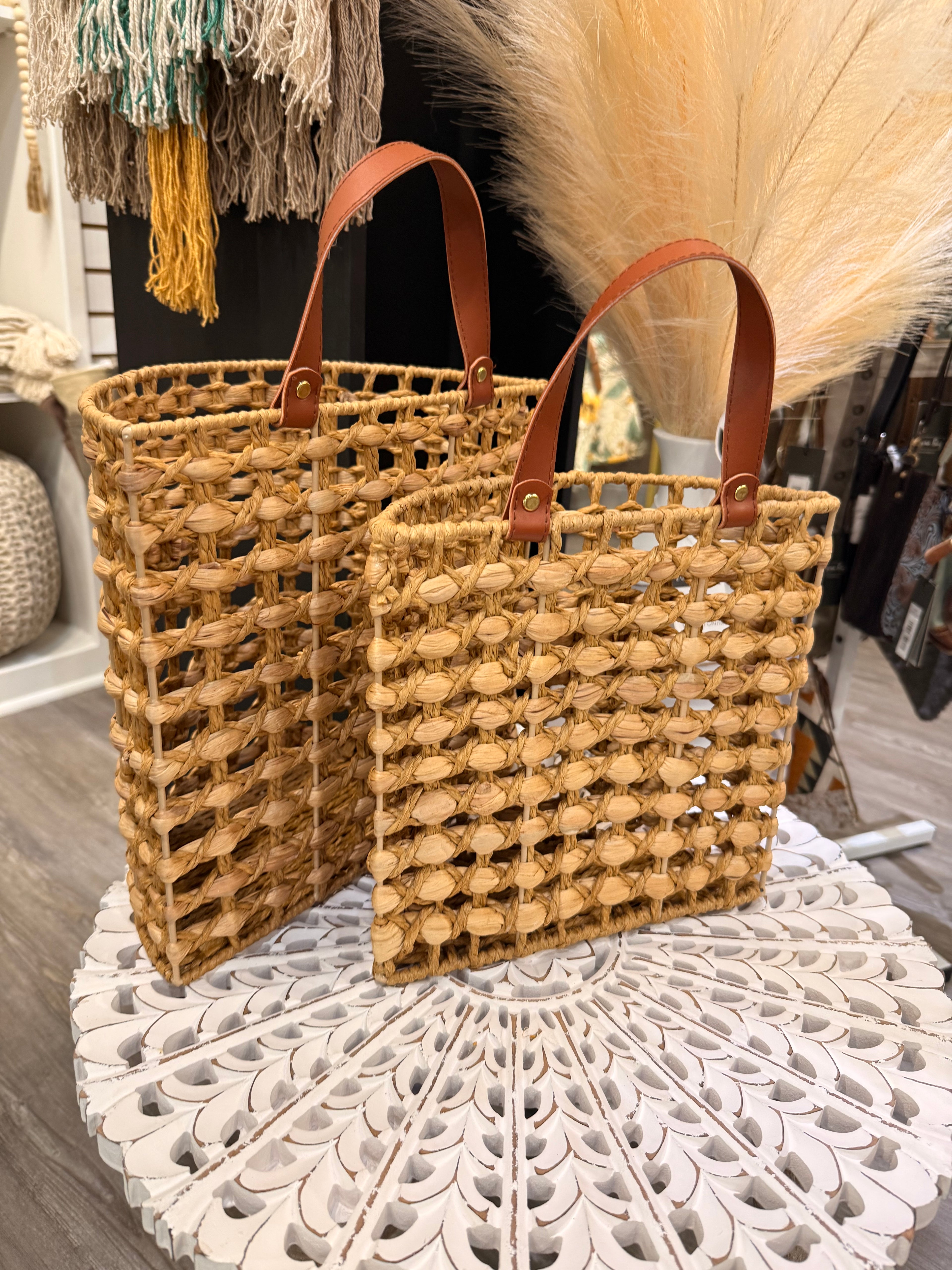 Water Hyacinth Hanging Wicker Baskets