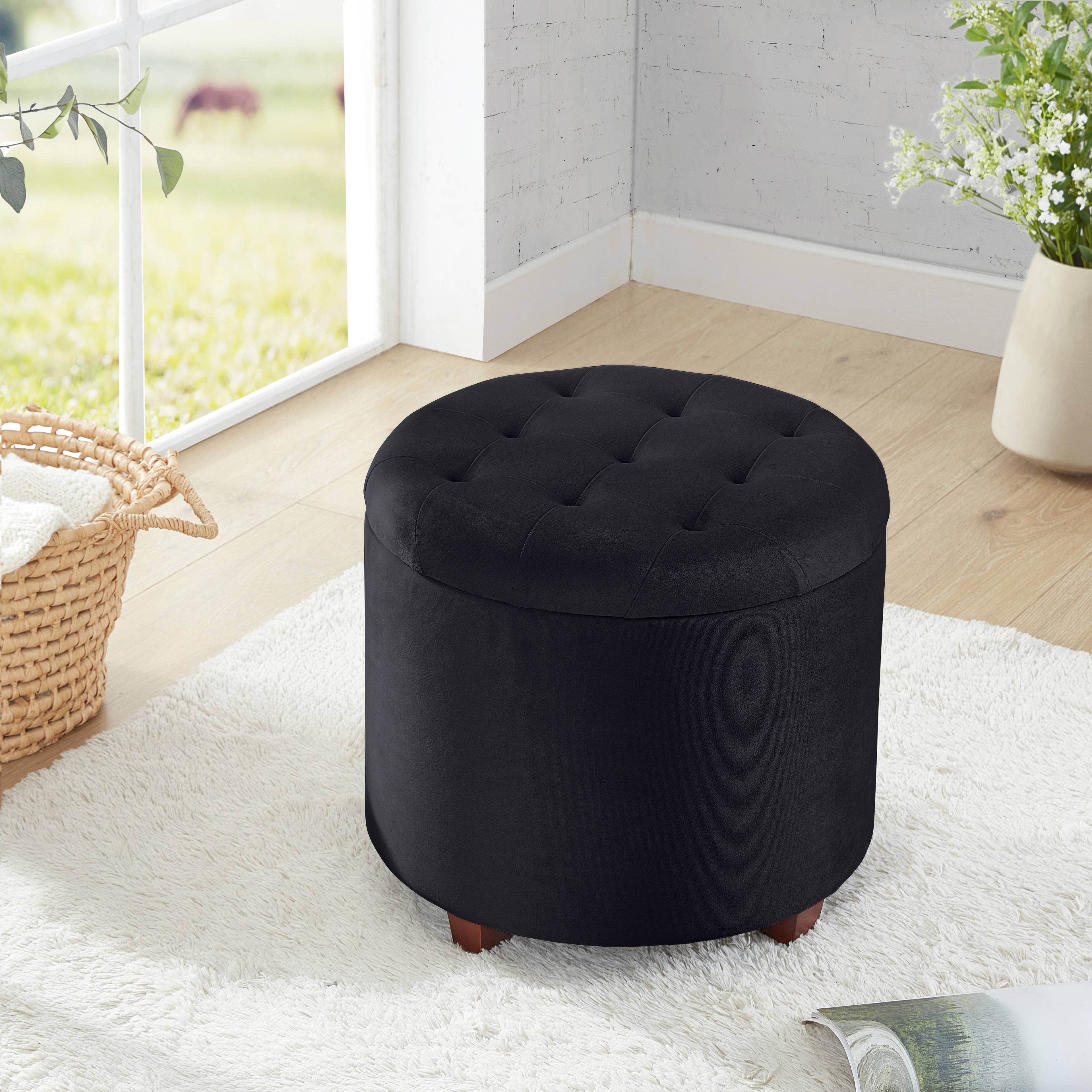 Donovan Round Tufted Storage Ottoman