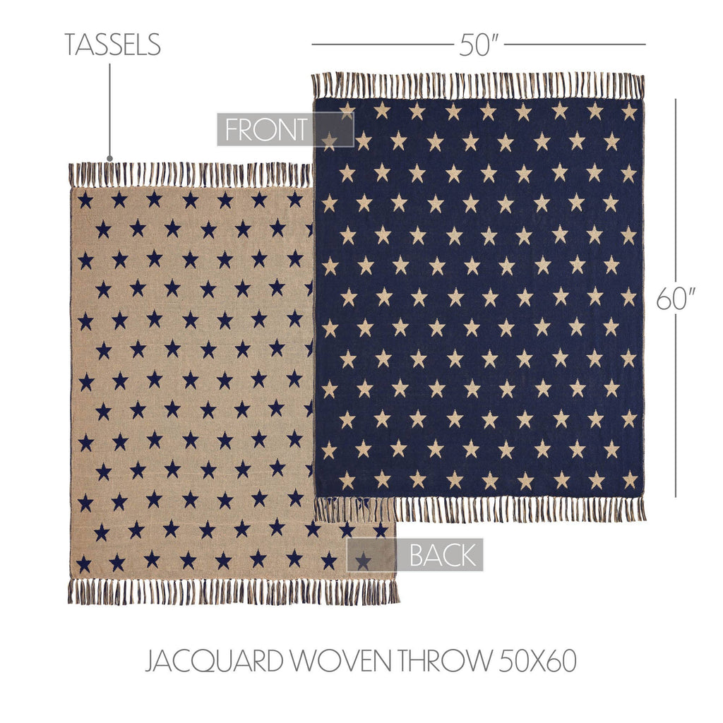 Patriotic Star Woven Throw Blanket 50x60 Americana