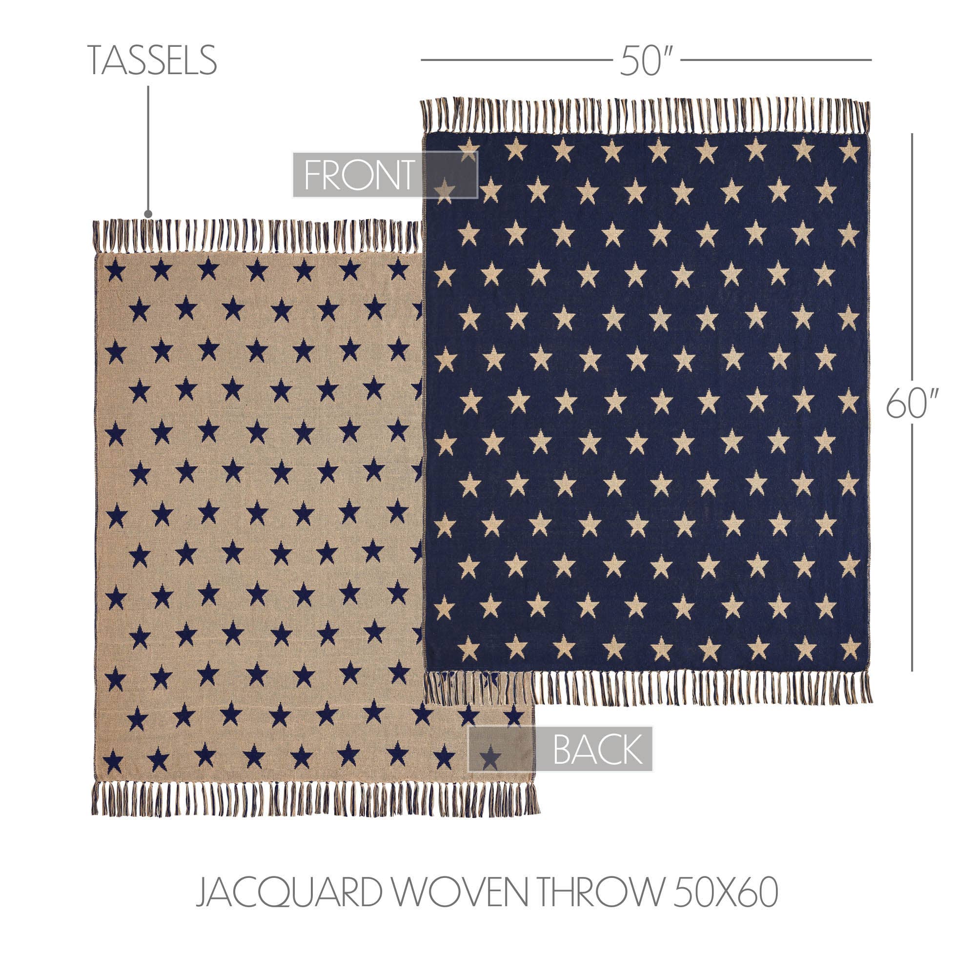 Patriotic Star Woven Throw Blanket 50x60 Americana