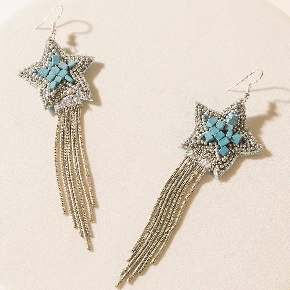 The Loretta Earrings in Sky Silver Myra Bag