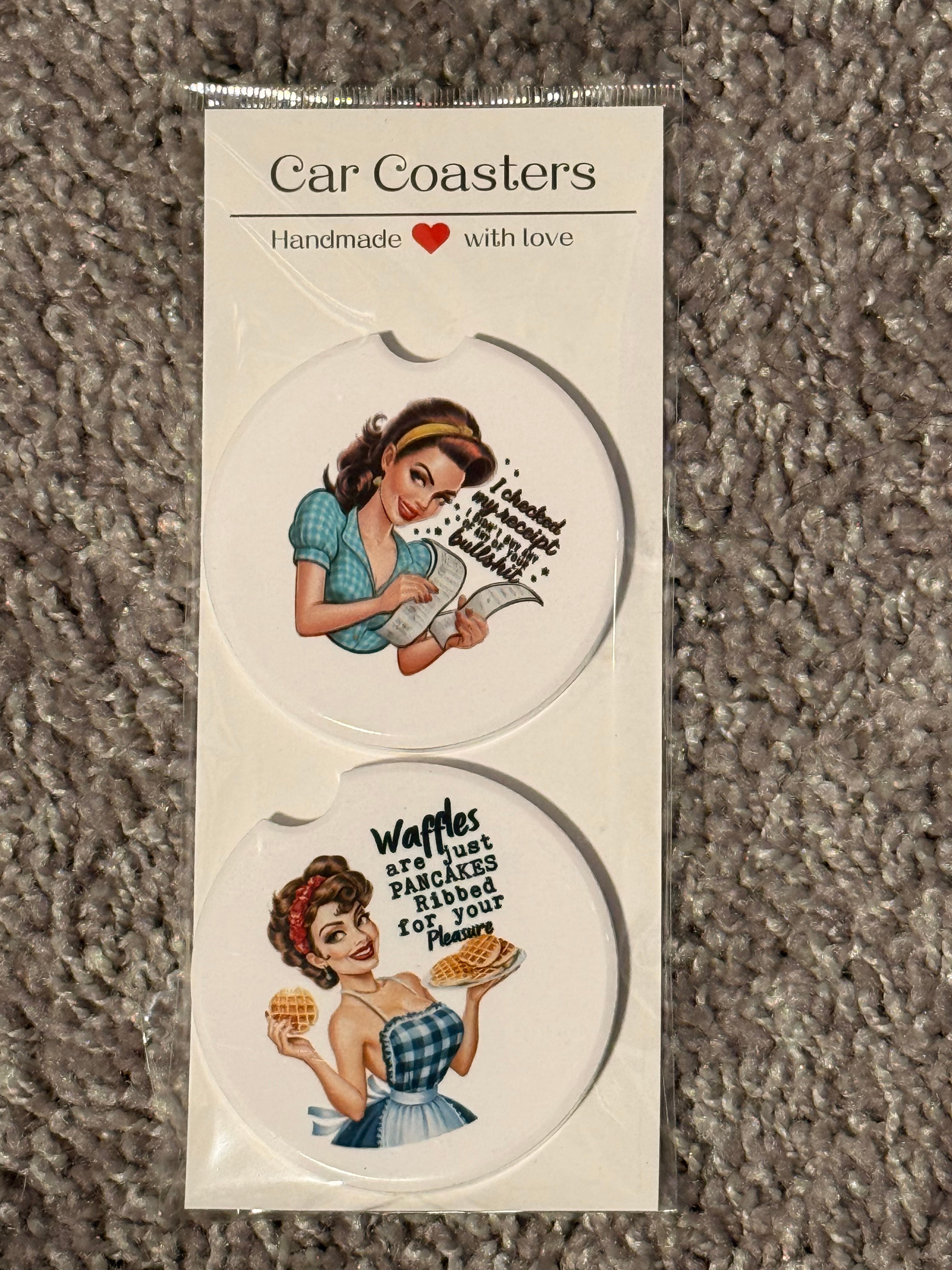 Retro Housewives Ceramic Car Coaster