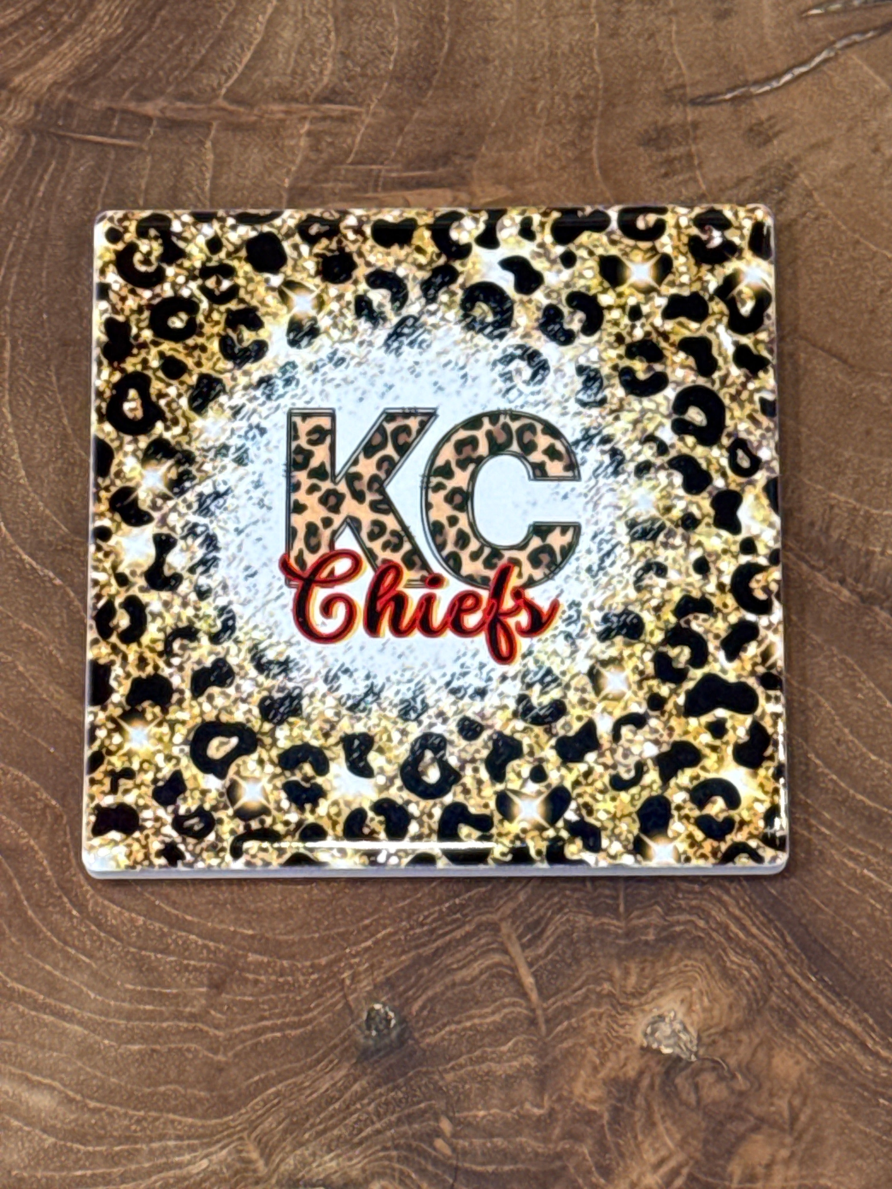 KC Chiefs Leopard Ceramic Coaster