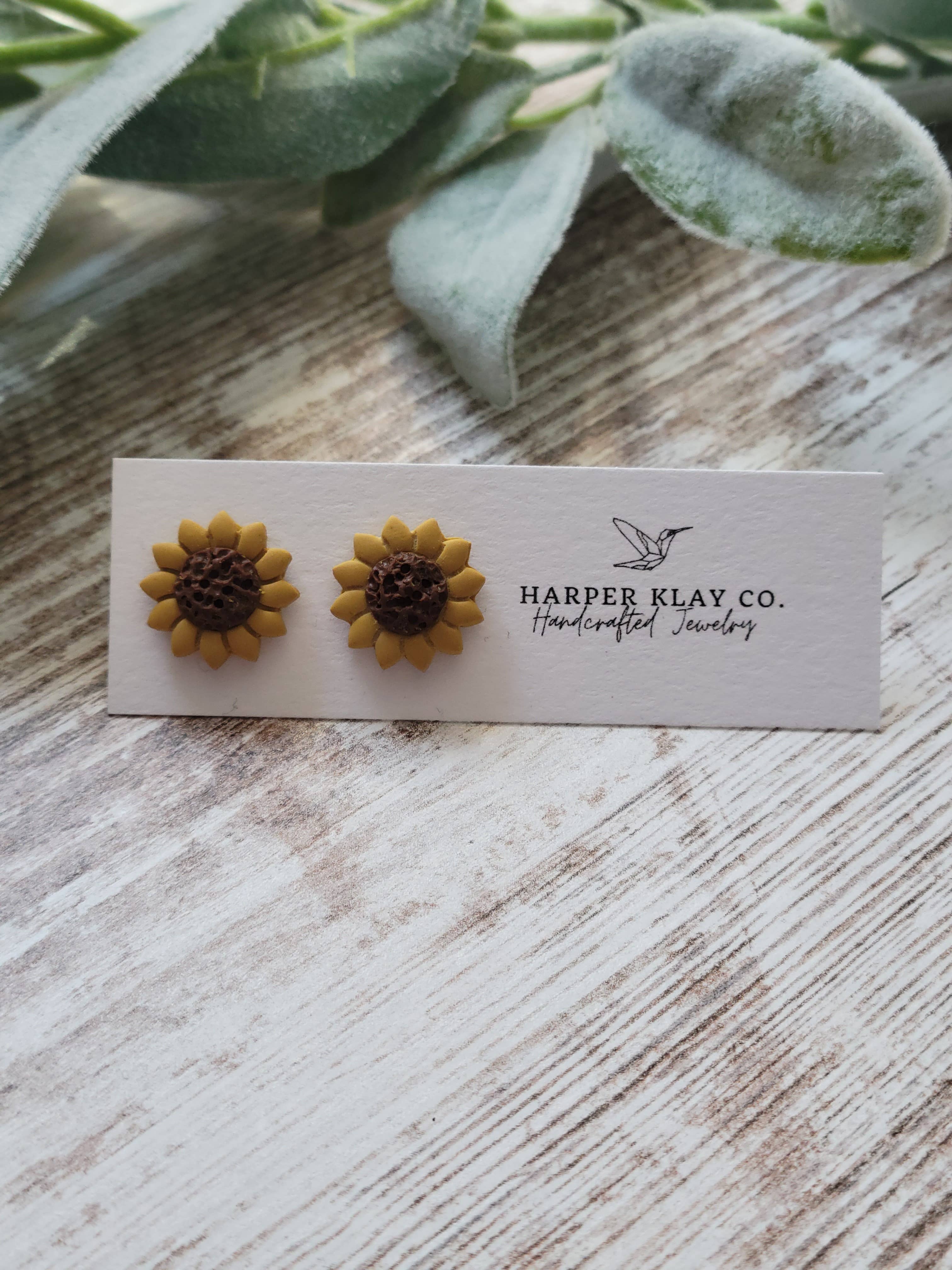 The Sunflower Clay Stud Earrings