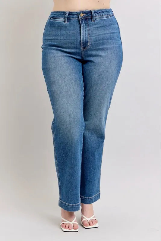 Judy Blue Full Size High Waist Contrast Thread Straight Plus Size