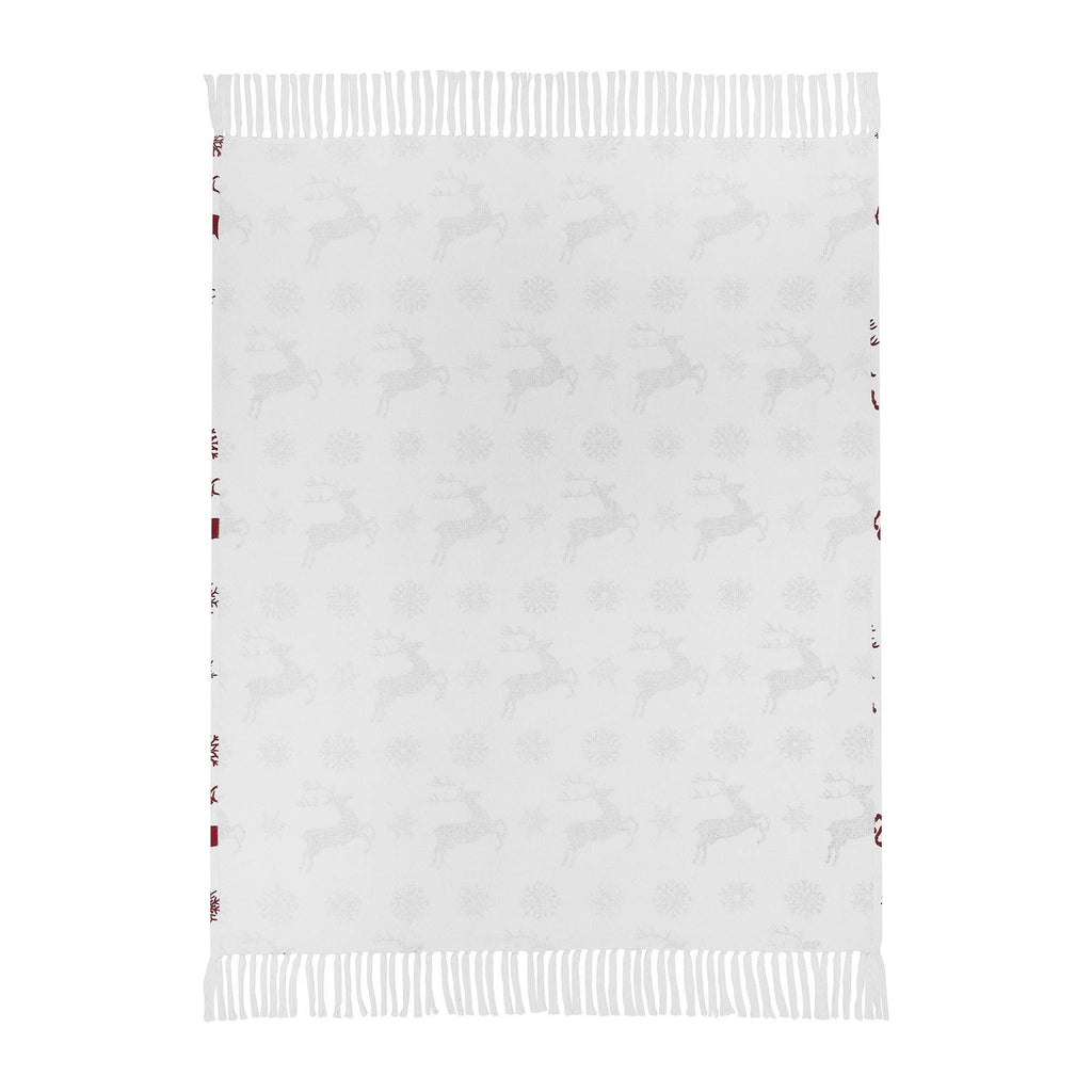 Scandia Snowflake Red White Woven Throw 50x60