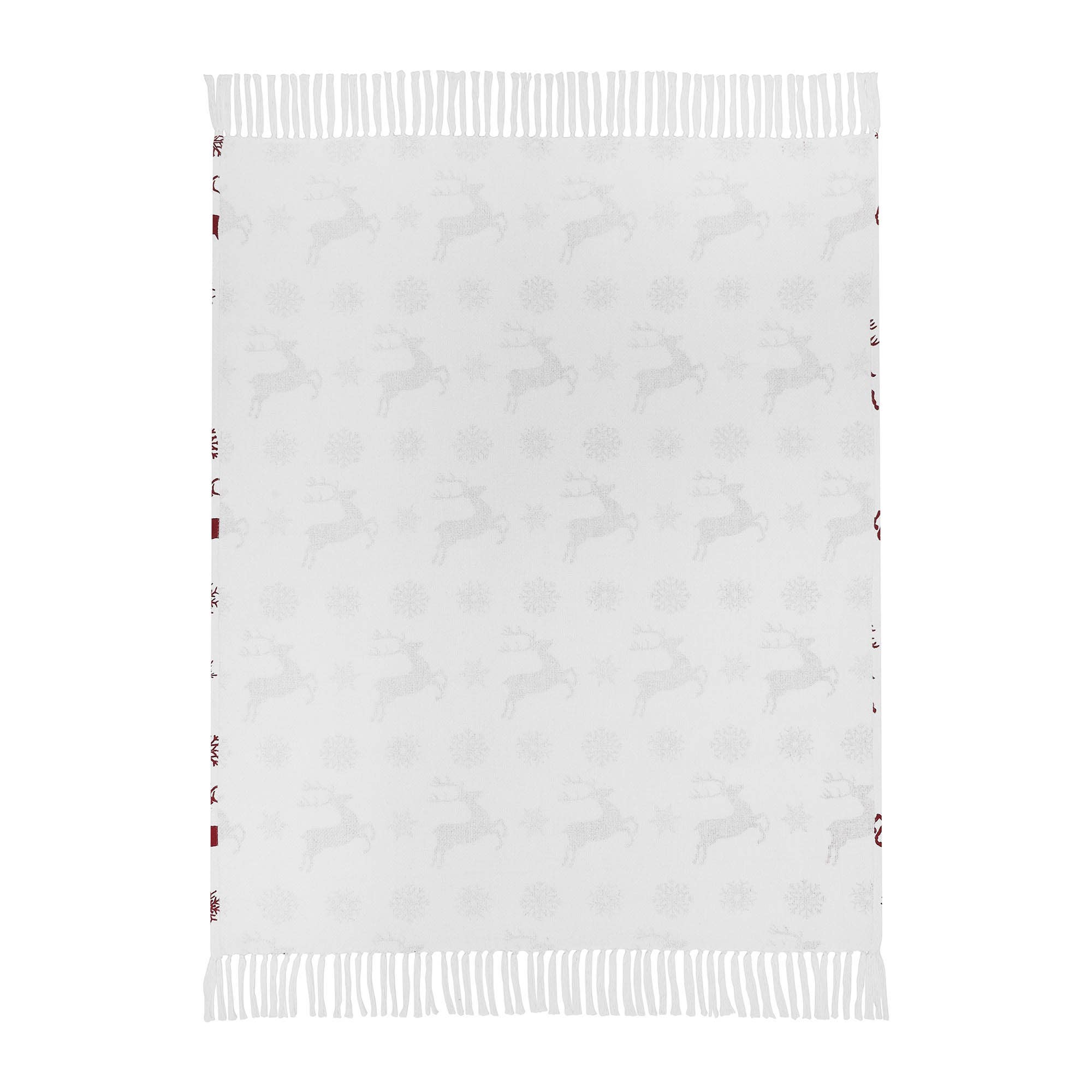 Scandia Snowflake Red White Woven Throw 50x60