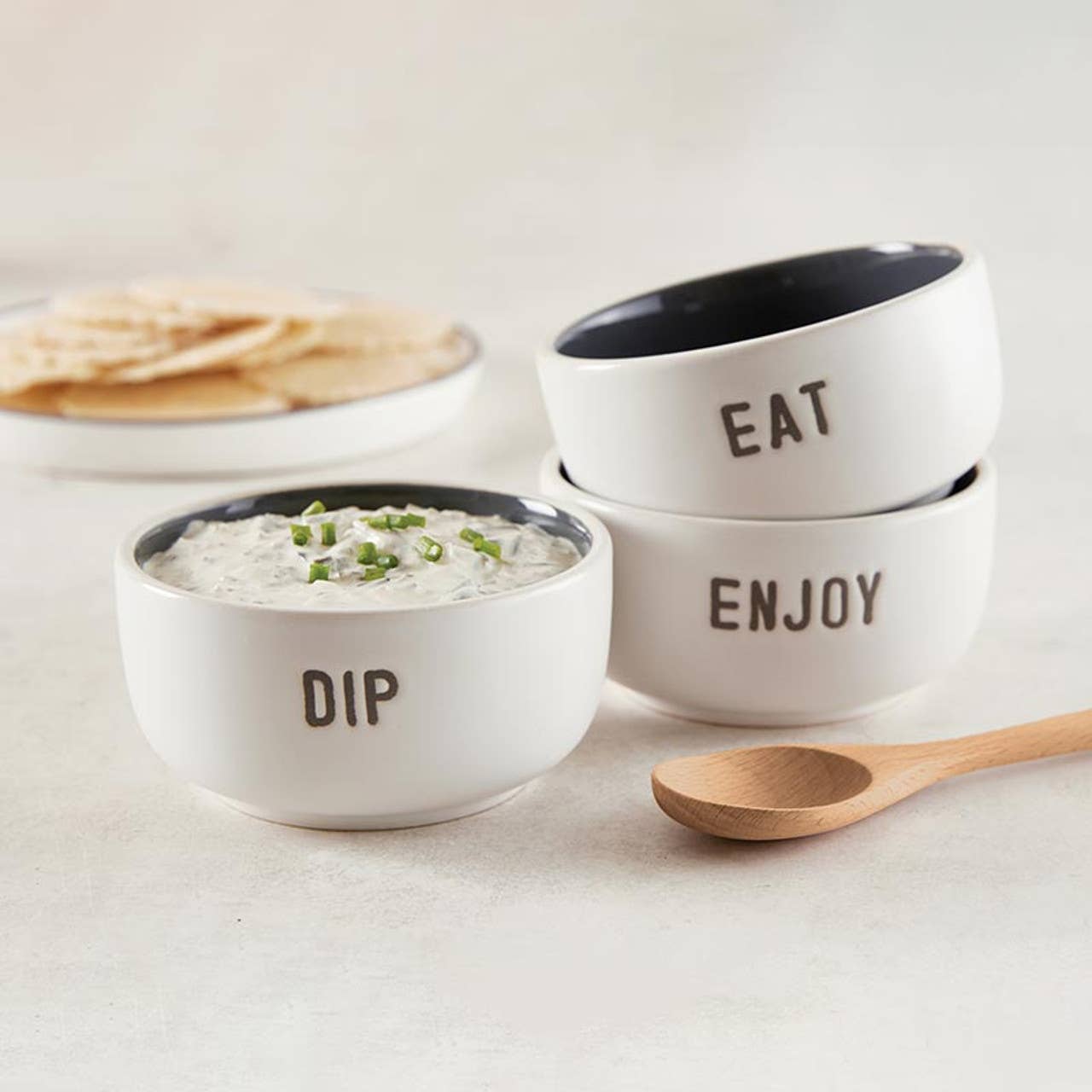 Eat Dip Enjoy Ceramic Dip Bowl Set - Face to Face