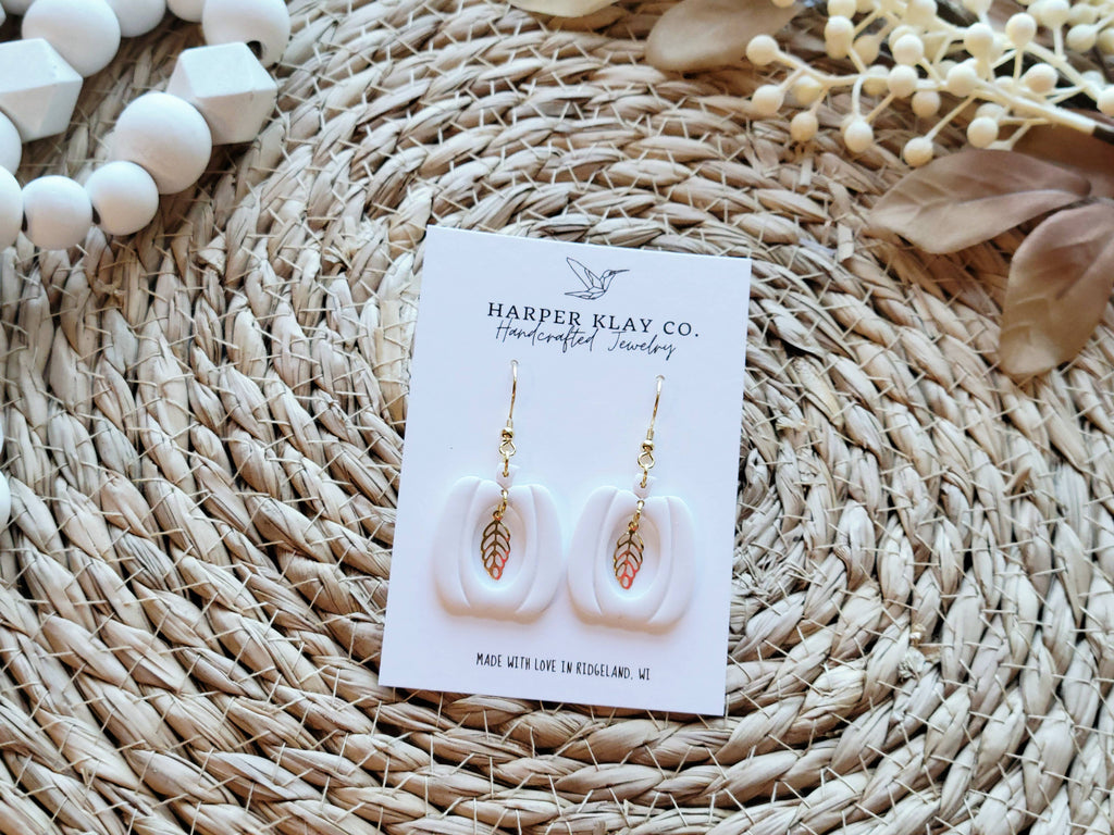 The Pumpkin Leaf Set- Polymer Clay Dangle Earrings