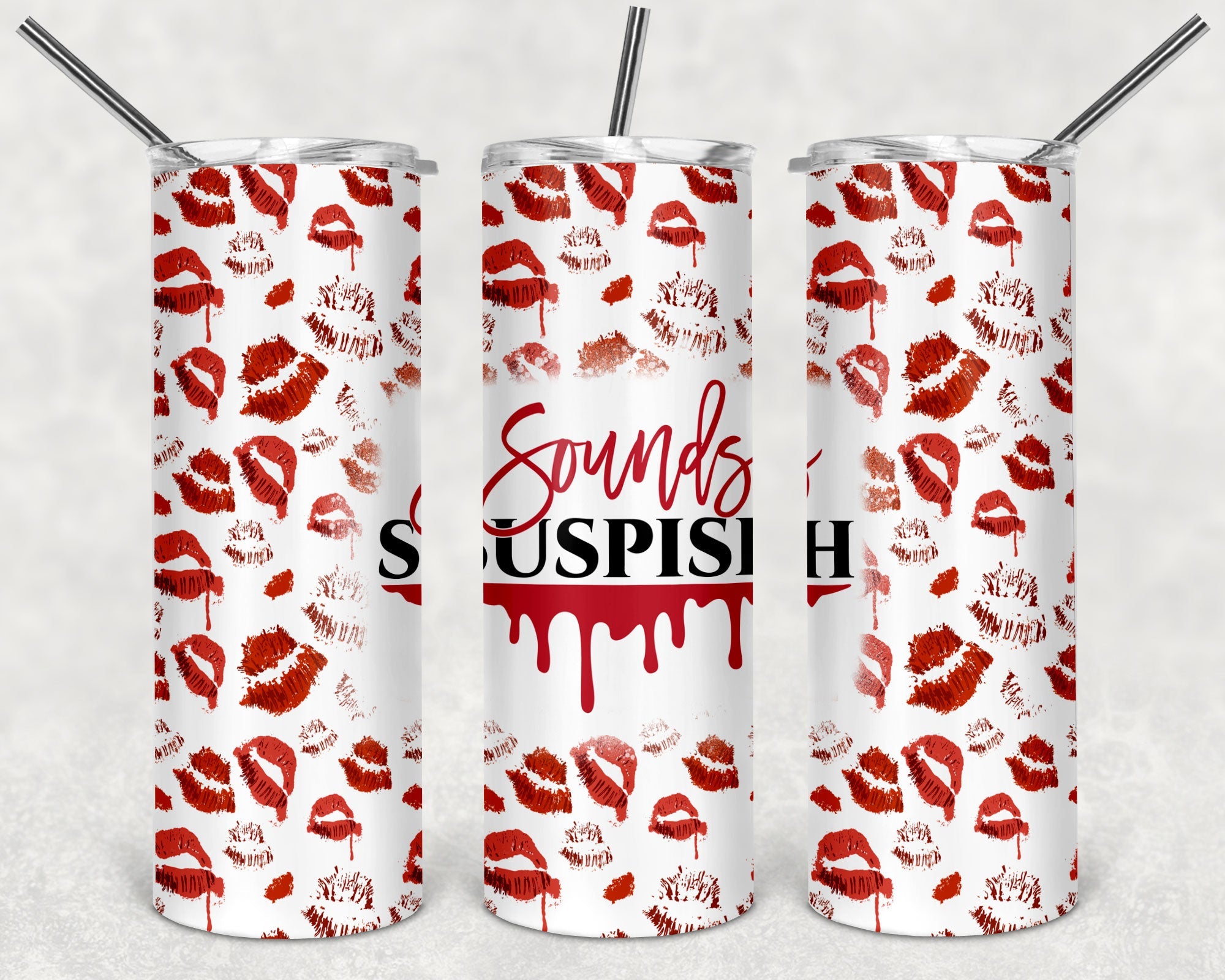 Sounds Suspish Red Lips Crime 20oz Skinny Tumbler