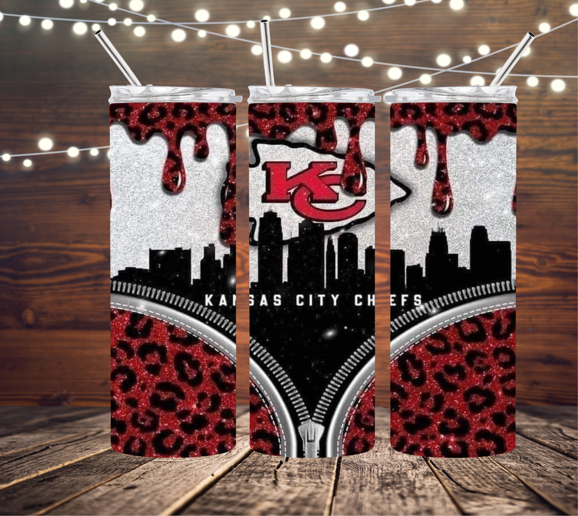 Chiefs Zipper Drip 20 oz Skinny Tumbler