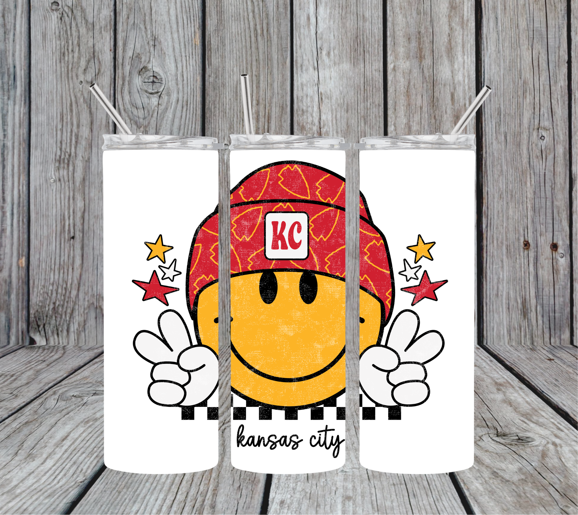 Kansas City Football Smiley 20oz Skinny Tumbler