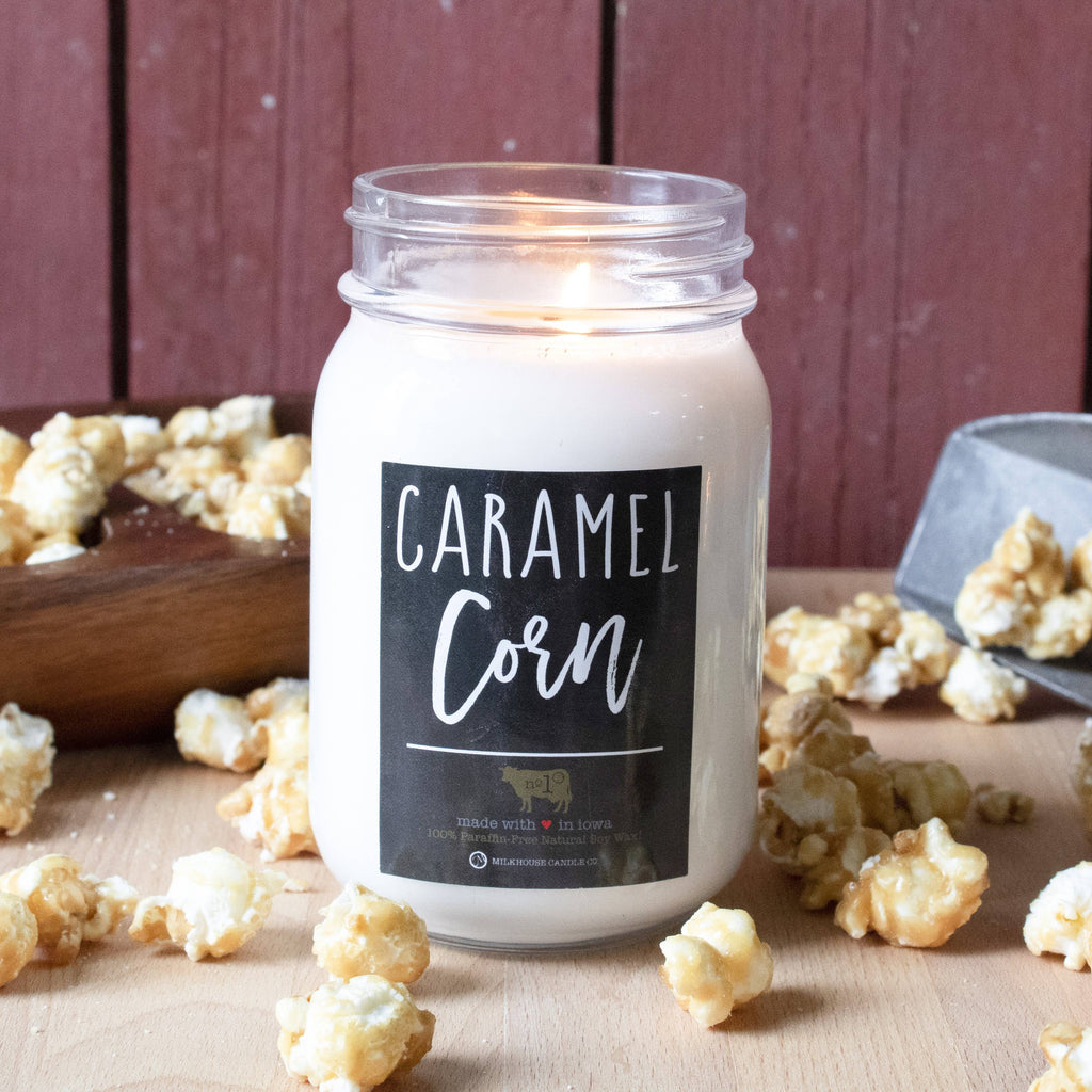 13 oz Mason Jar Fall Candle: Caramel Corn