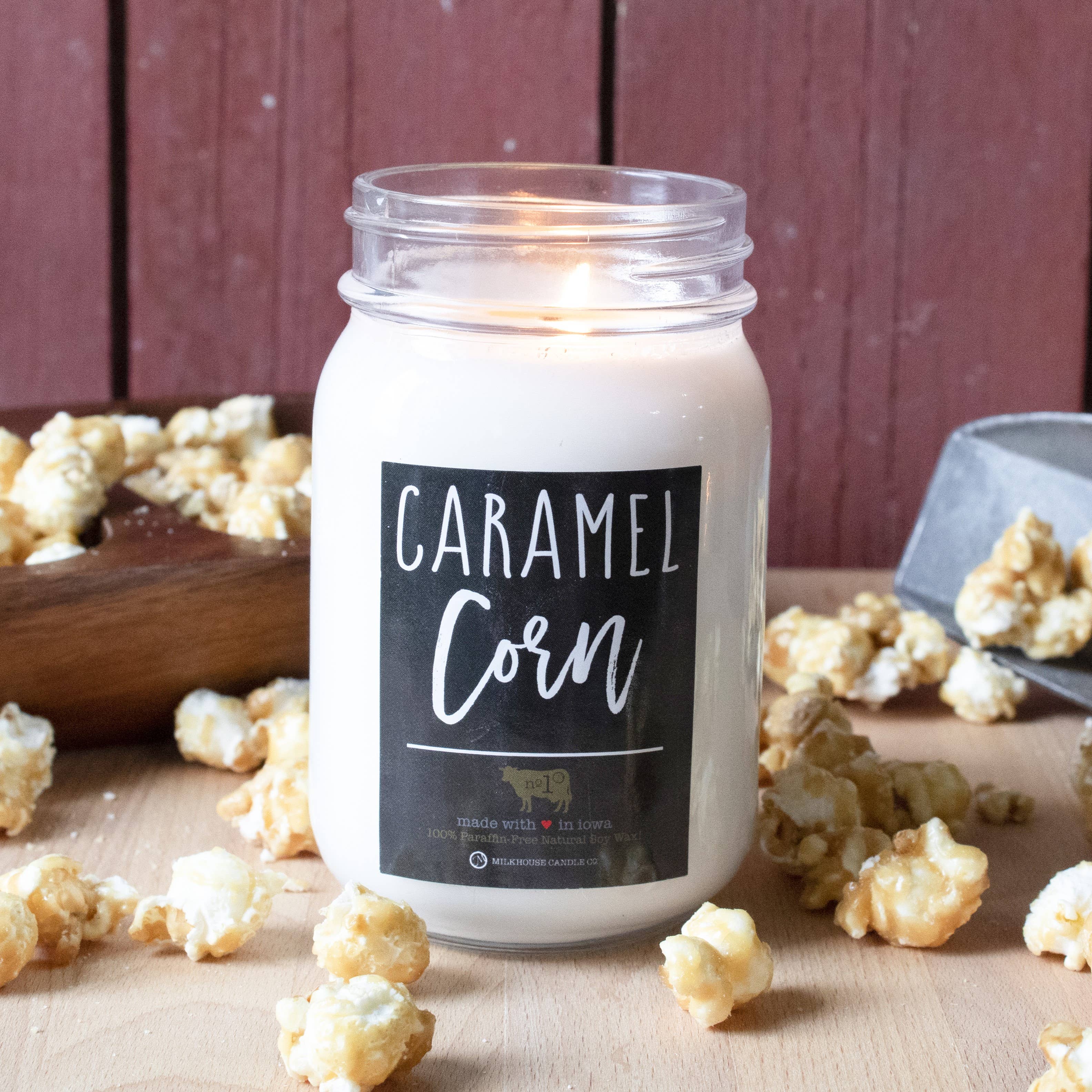 13 oz Mason Jar Fall Candle: Caramel Corn