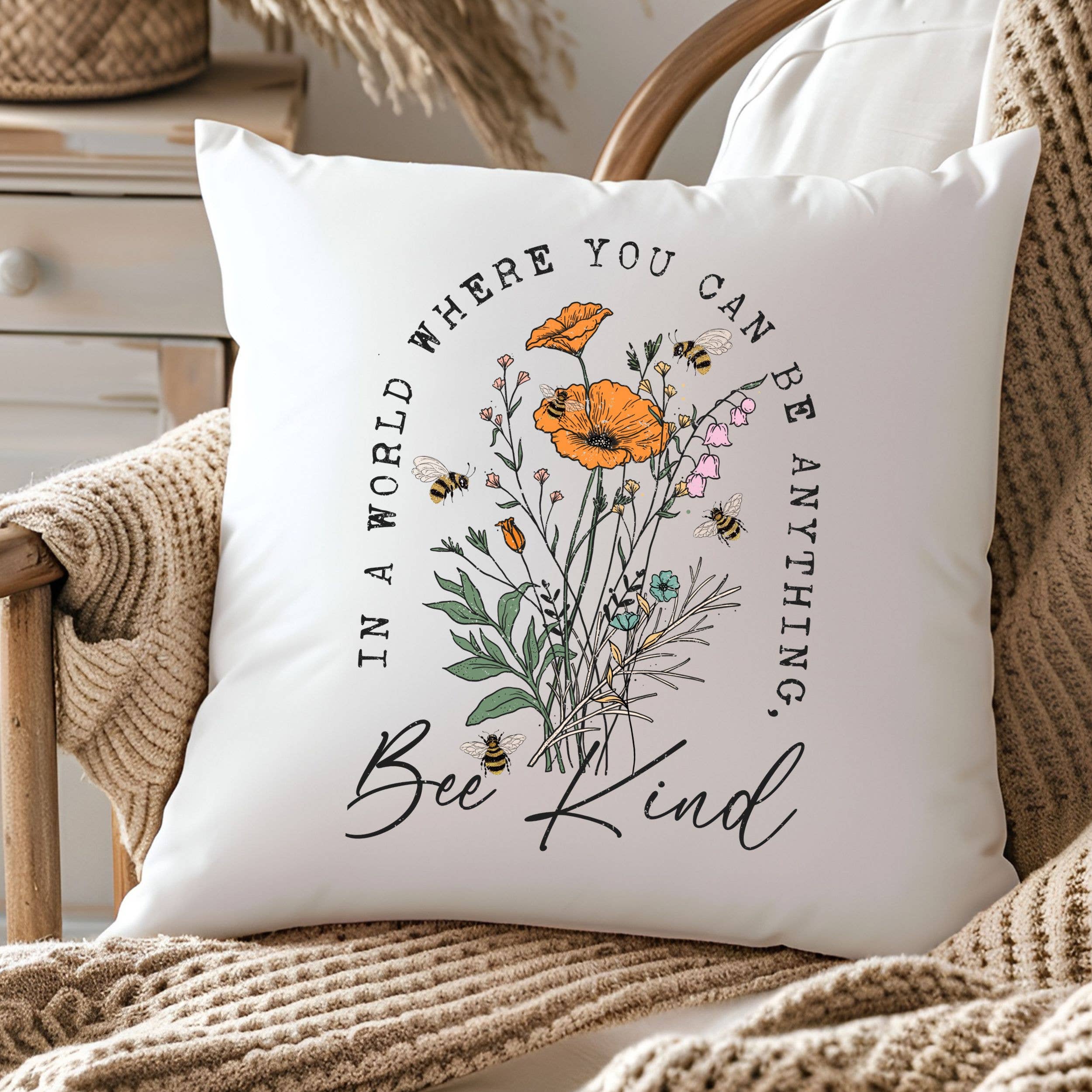 Bee Kind Throw Pillow