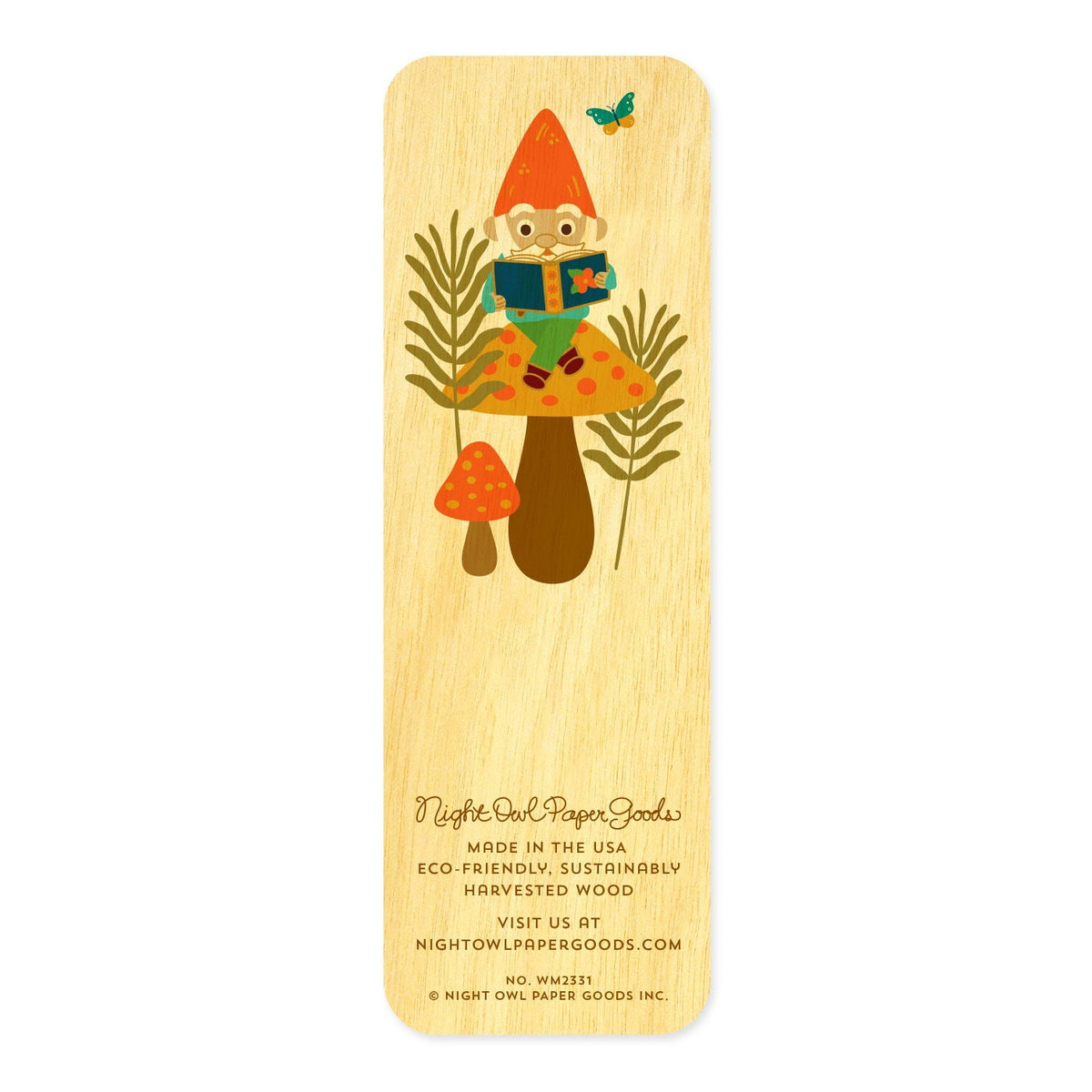 Novel Gnome Book Buddies Wood Mini Bookmark + Pin Gift Set