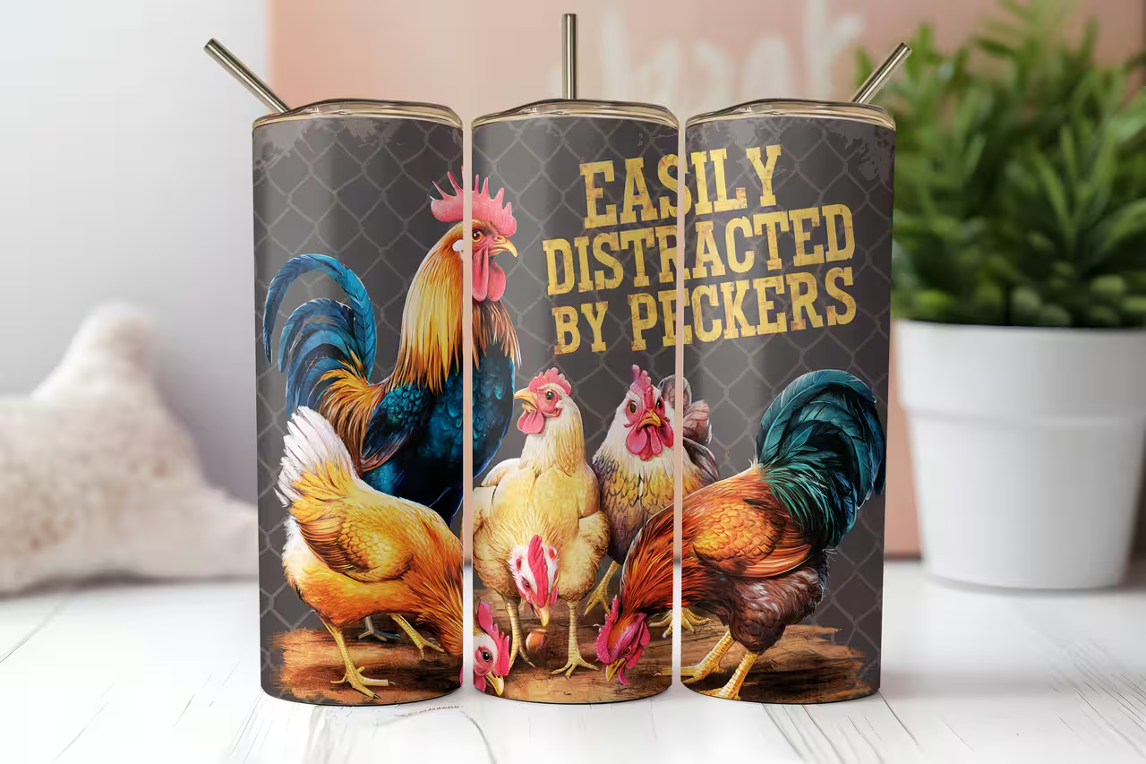 Easily Distracted by Peckers 20oz Skinny Tumbler
