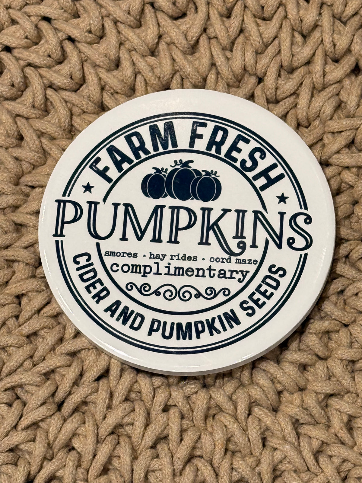 Farm Fresh Pumpkins Ceramic Coaster
