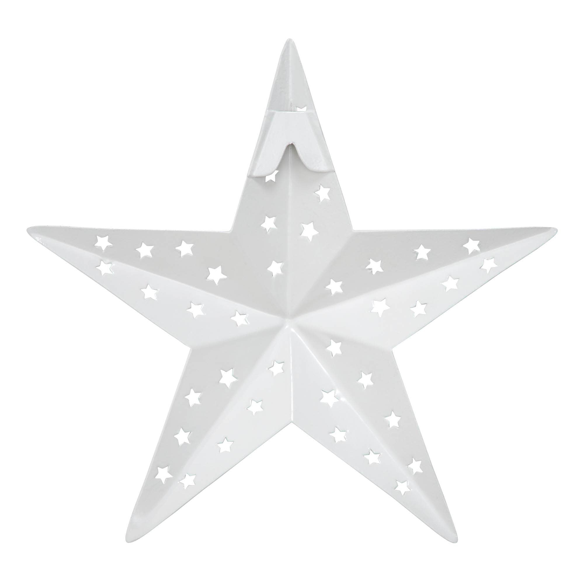 Metal Star Punched White 6x6