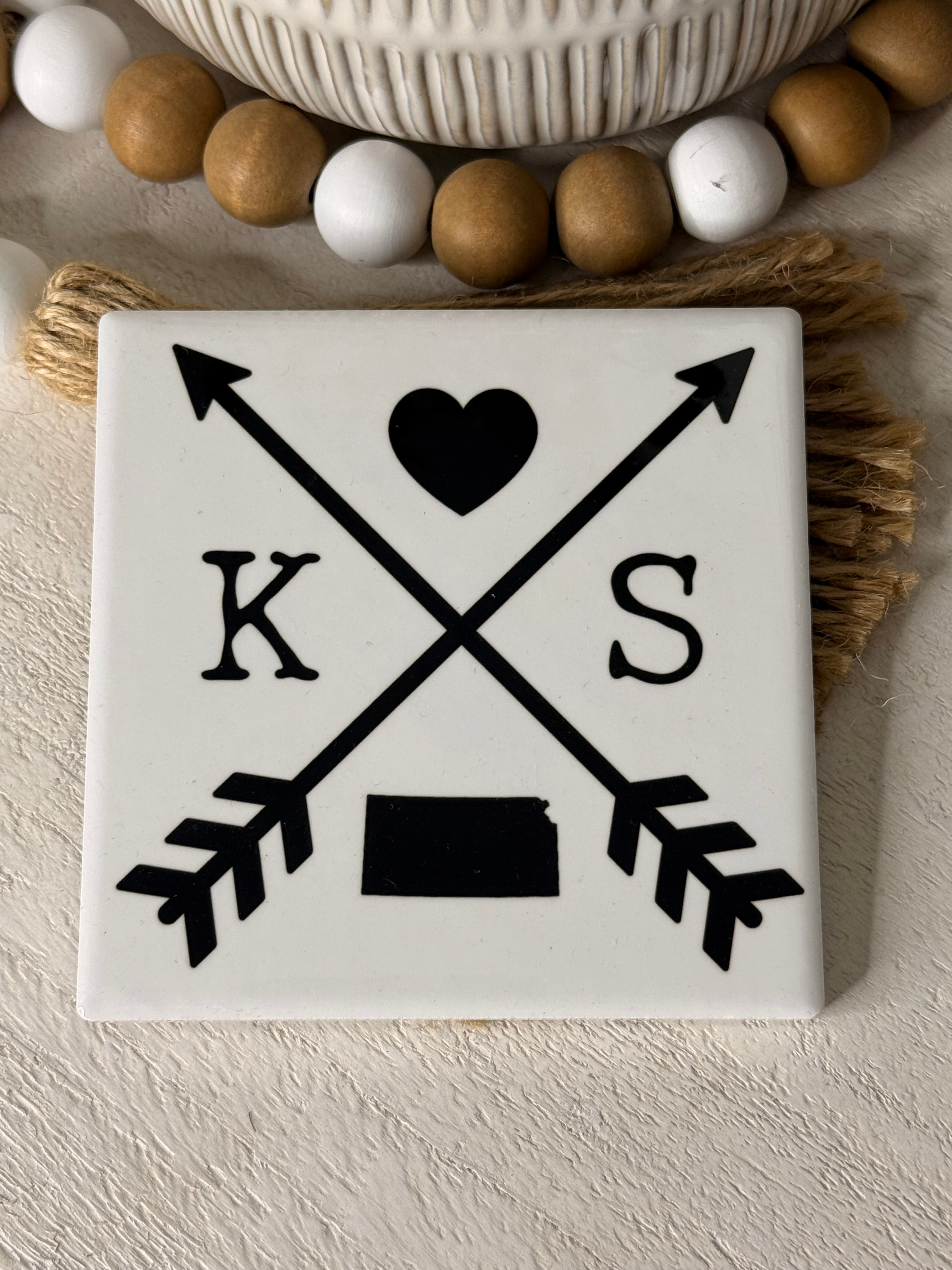 Kansas Crossed Arrows Ceramic Coaster