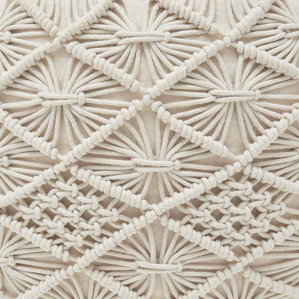 Cotton Macrame Braid Pouf Ottoman