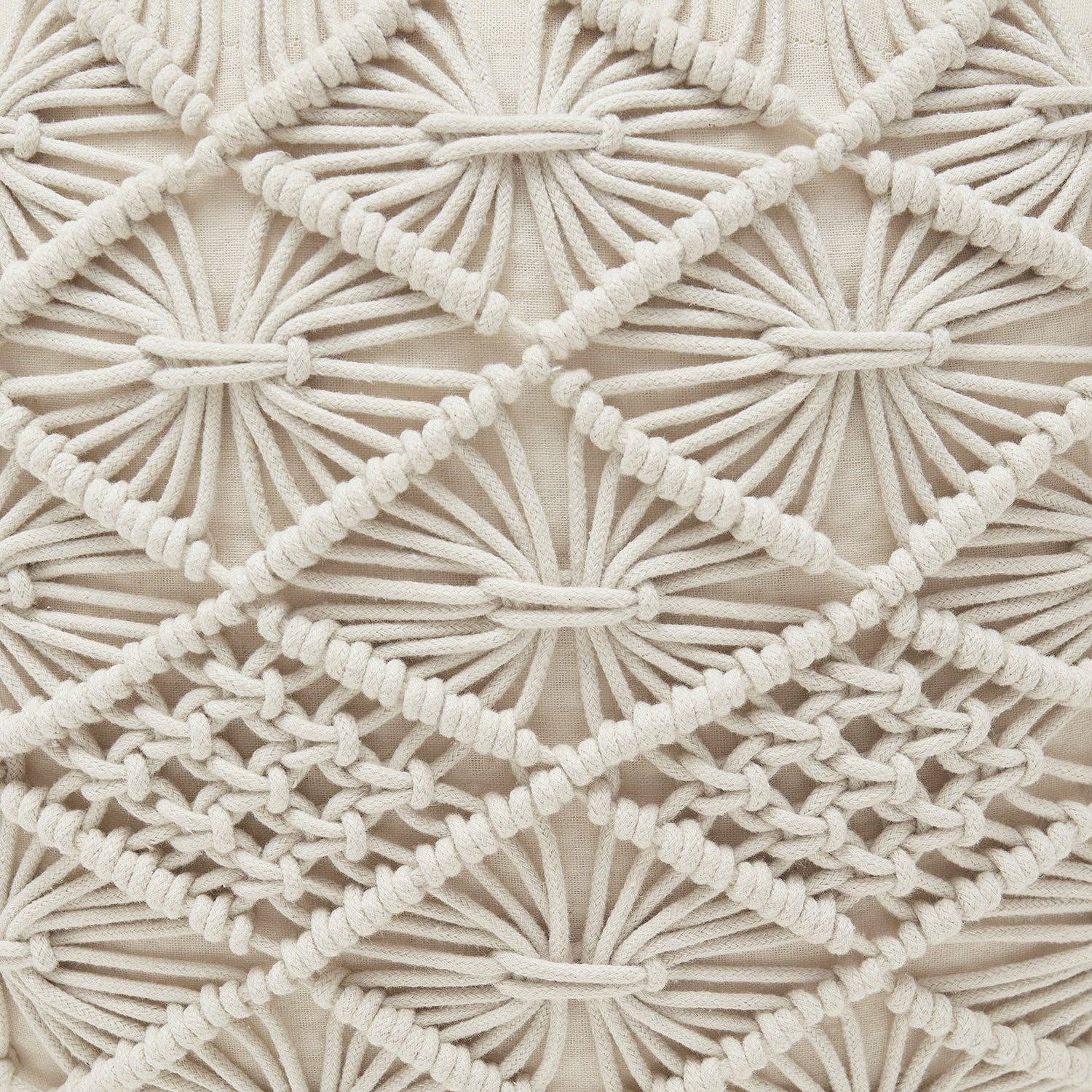 Cotton Macrame Braid Pouf Ottoman