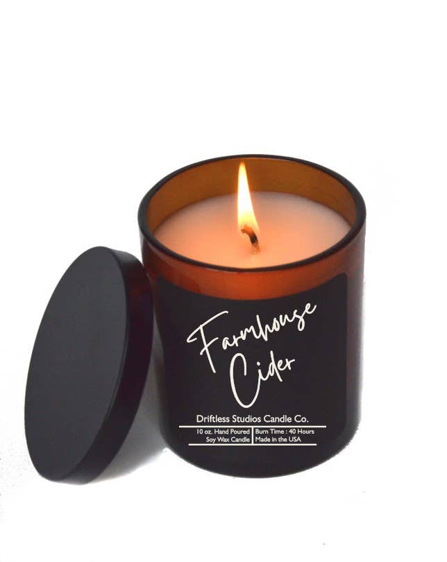 Farmhouse Cider Fall Soy Candle -10oz Jar + Lid Black Label