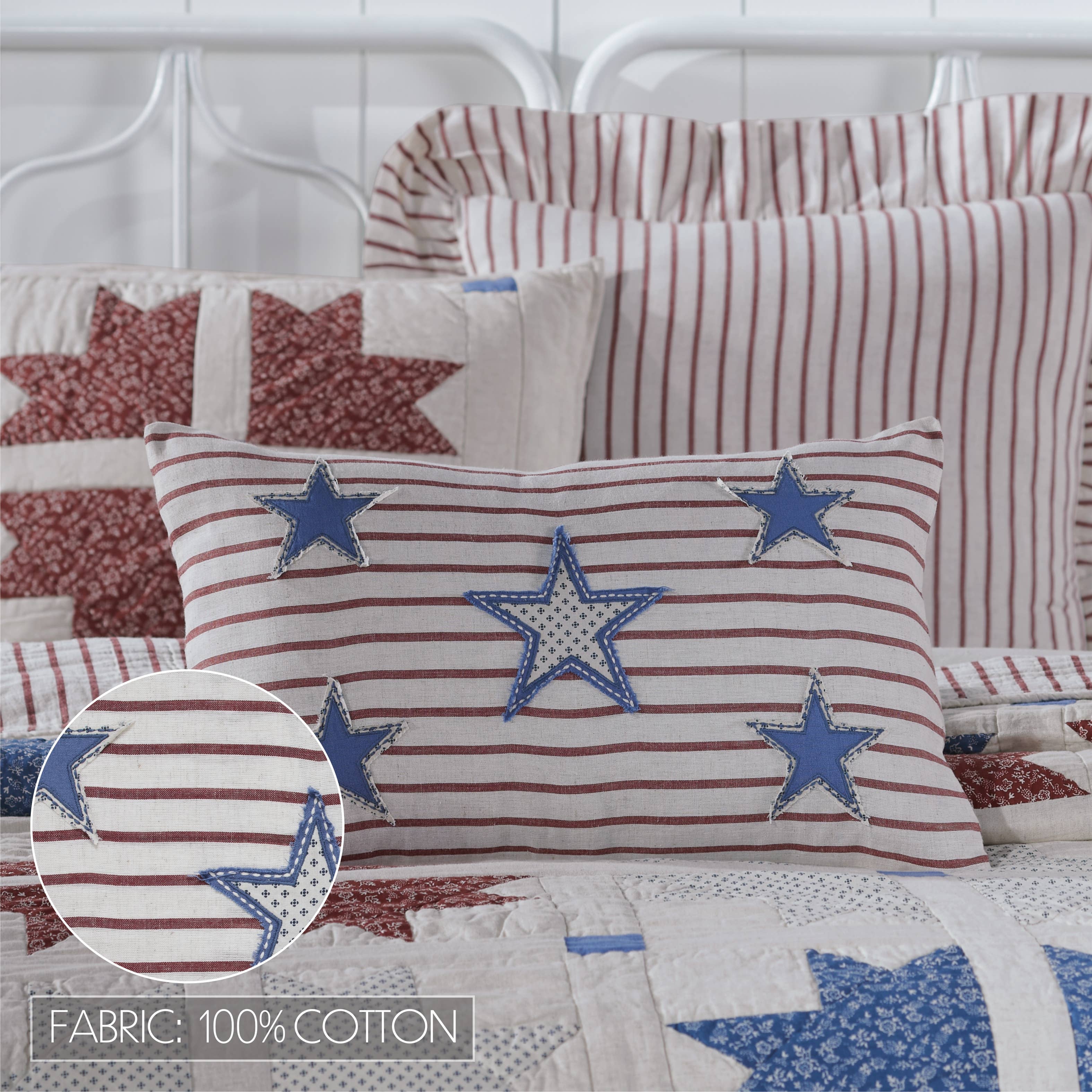 Celebration Americana Star Applique Pillow 14x22