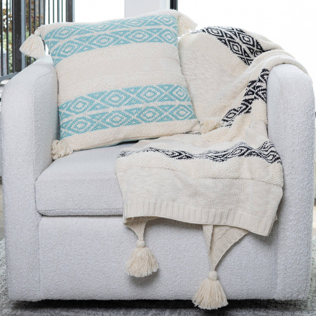 Necalli 50x60" Striped Cotton Decorative Knit Throw Blanket